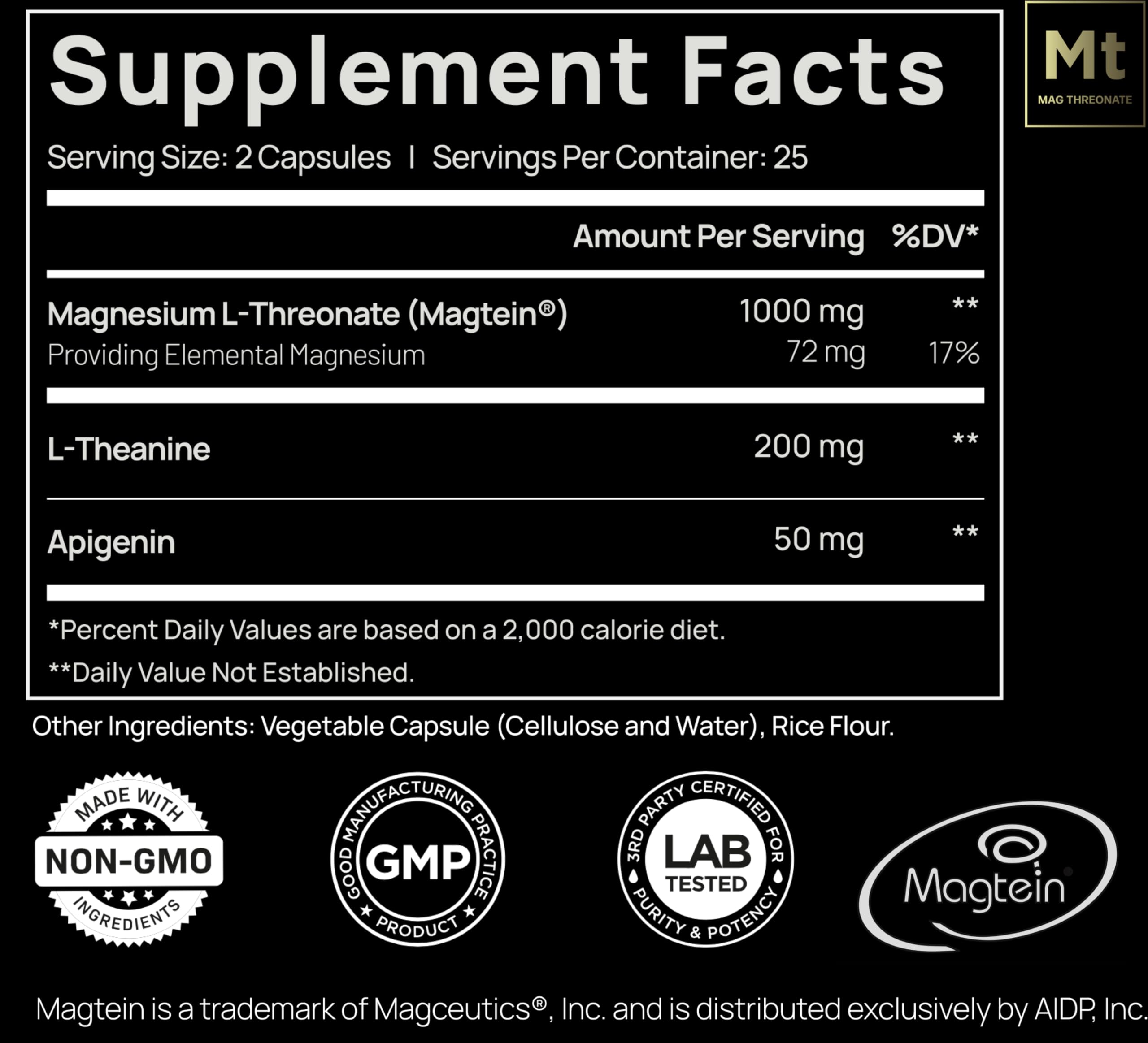 ELMNT Triple Sleep Magnesium Threonate w. Apigenin, Theanine & Magtein Magnesium L-Threonate - Highest Absorption Magnesium Supplement Capsules Natural Sleep Aid for Deep Sleep Calm & Stress Relief