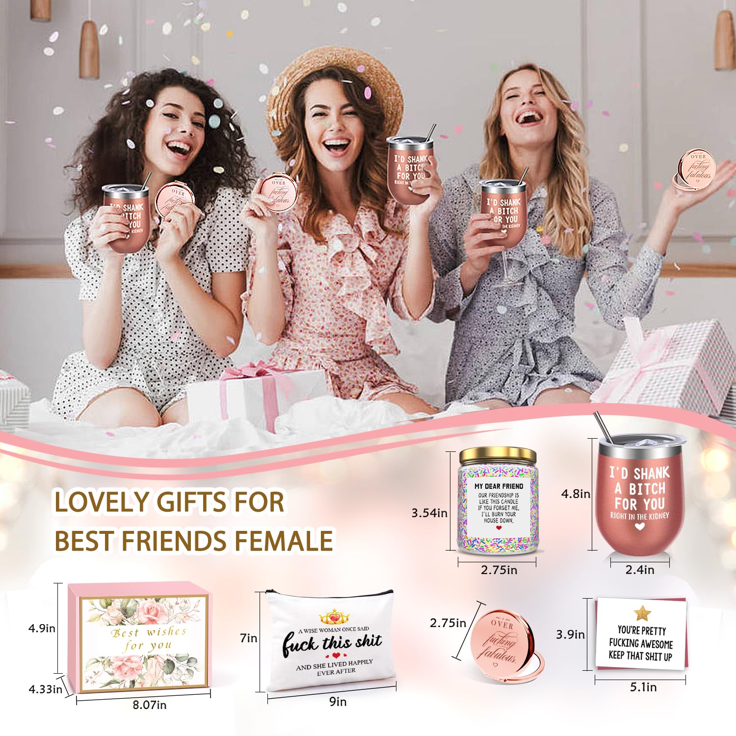 Birthday Gifts for Women Best Friends, Friendship Gifts for Women BFF Gifts Birthday Gifts for Friends Female Sister Gifts from Sister Lavender Scented Candles Christmas Gifts for Women, Friends