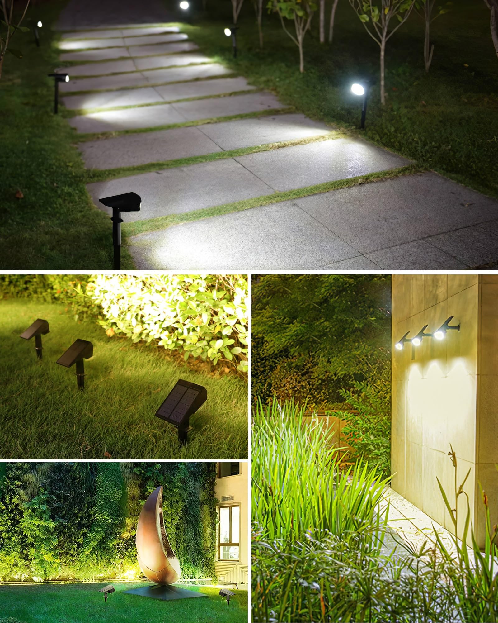 Biling Warm/White/Nature 3 in 1 Solar Spot Lights Outdoor, 6 Pack Solar Lights Outdoor Waterproof, Solar Spotlights Solar Powered Landscape Lighting for Outside Tree Yard Garden Driveway Pathway