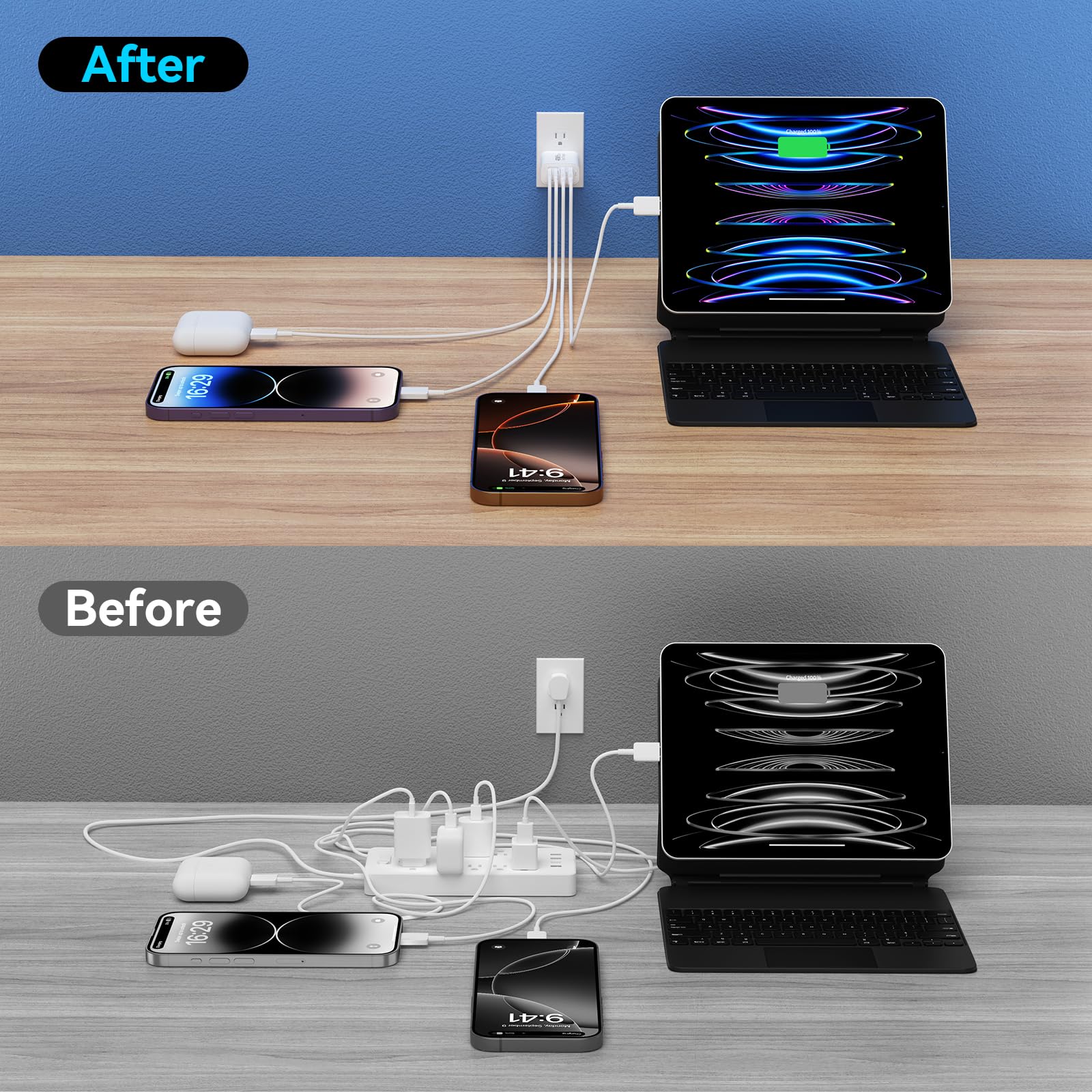 USB C Charger Block, 2Pack 40W 4 Ports Type C Charger Fast Phone Charging Cubes PD USBC Wall Plug+QC 3.0 USB A Charger Power Brick Box for iPhone 16/15/14/13/12/11 Pro Max, iPad,Samsung Galaxy,Pixel