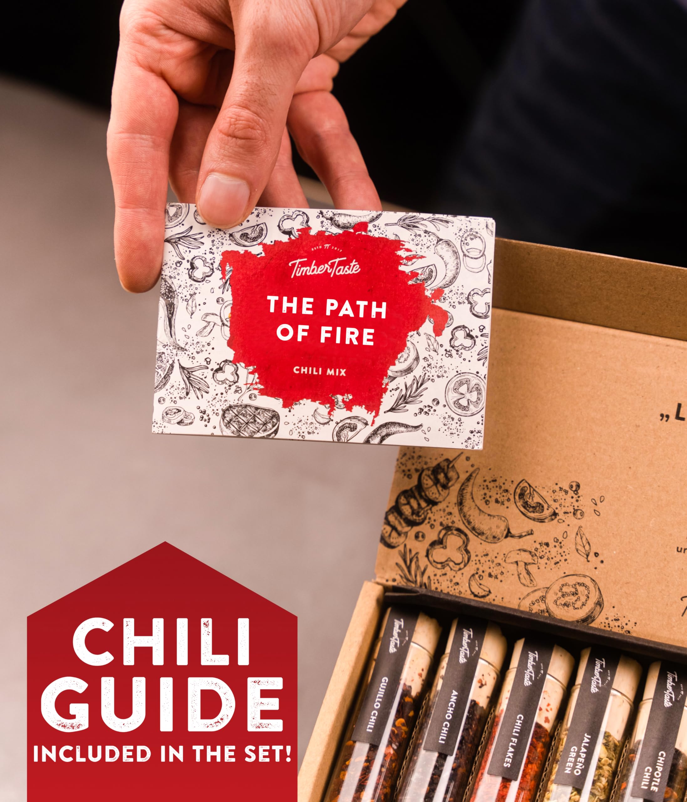 TIMBER TASTE® Hot Chili Gift Set for Men [UP TO 1,200,000 SCOVILLE] - 10 Exotic Pepper Varieties | Spicy Seasoning Gift Set | Spice Set for Him | Hot Spice Collection | Gourmet Food Gifts for Adults