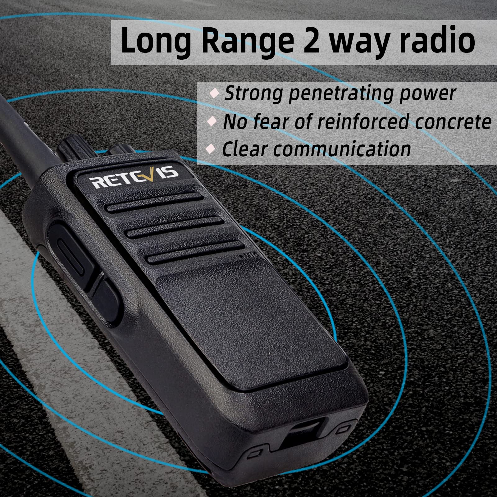 Retevis RT17 Walkie Talkies Long Range, Durable Two Way Radio Rechargeable with USB Charger Base, Portable 2 Way Radios with Earpieces Mic, for Adults School Security Warehouse Construction(6 Pack)