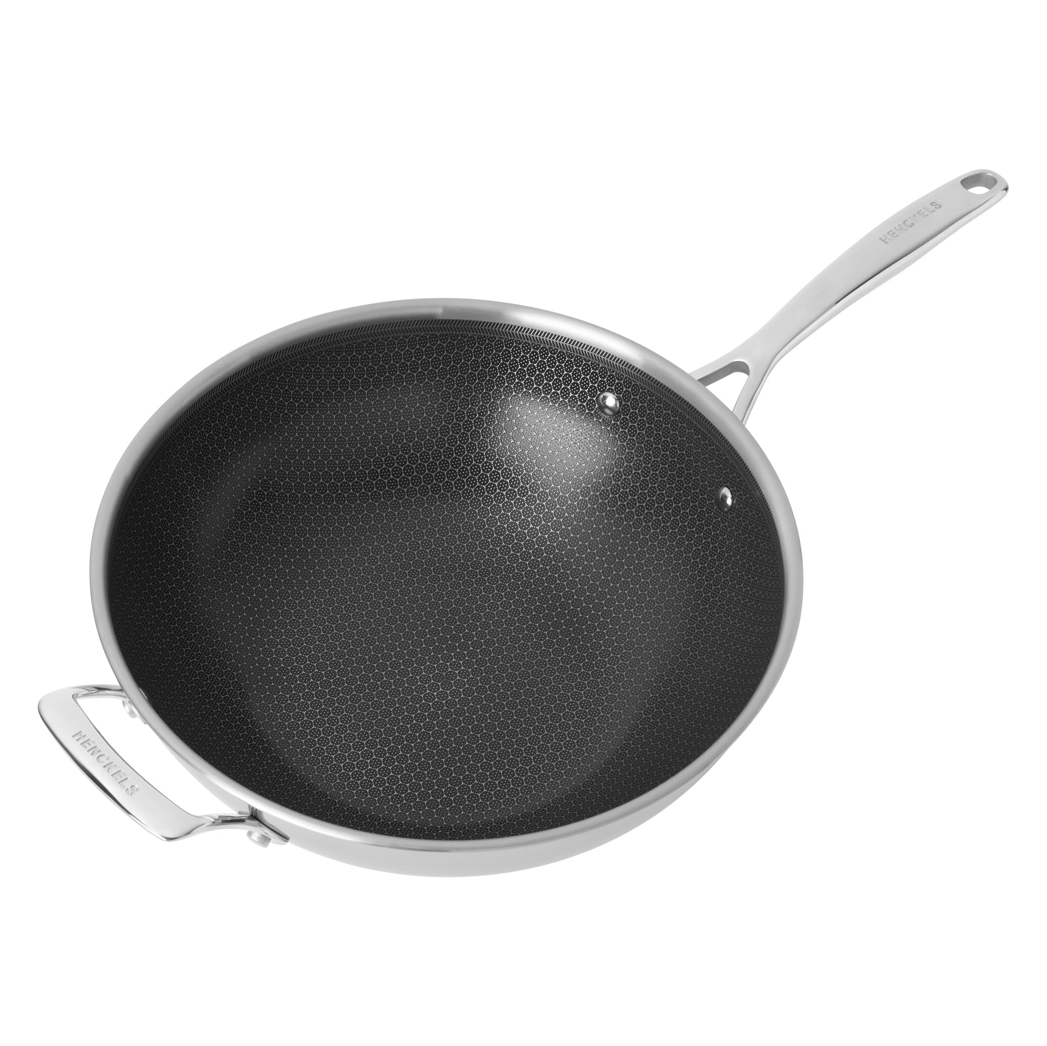 Henckels Paradigm Ceramic 12-inch Stainless Steel Dual Performance Wok with Lid