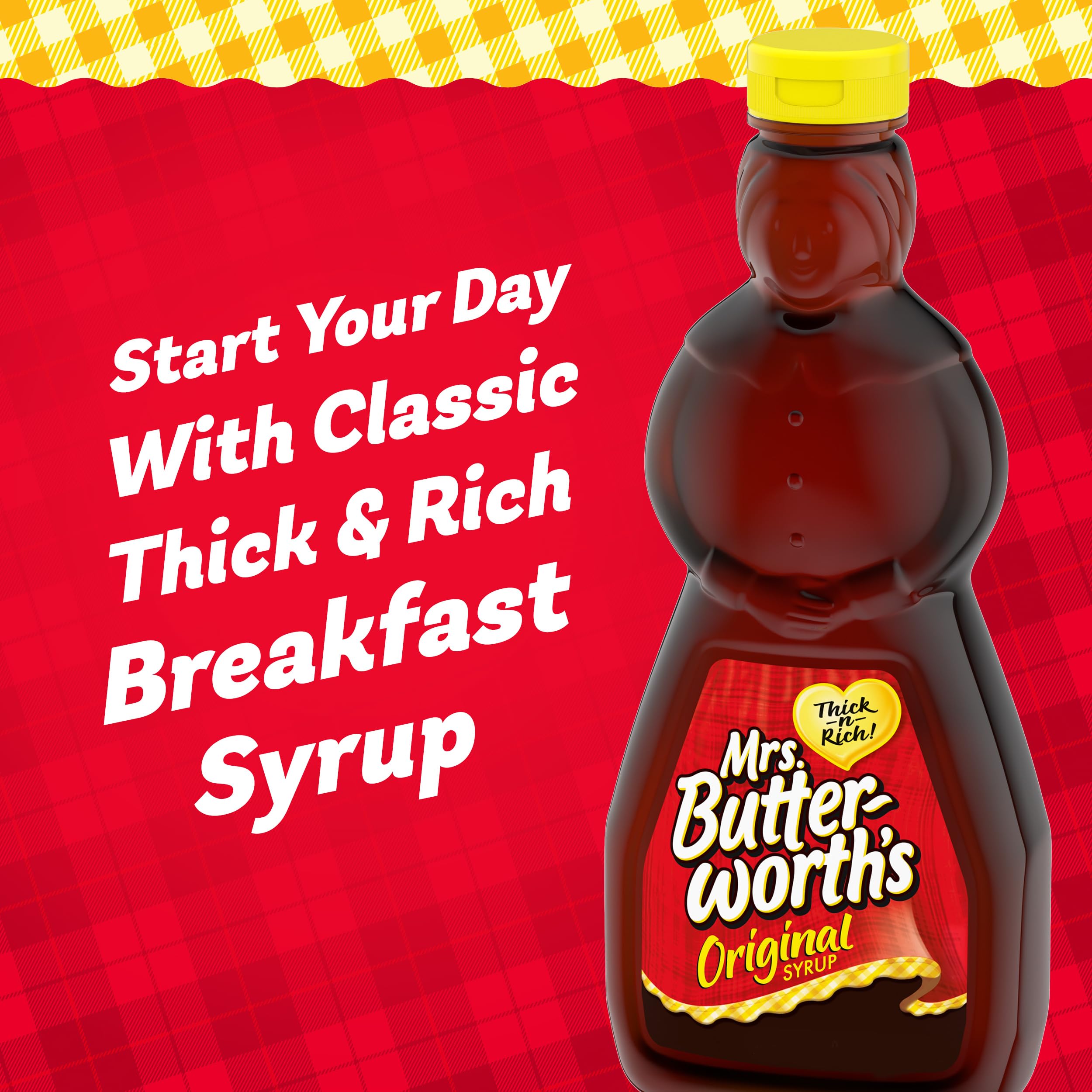 Mrs. Butterworth's Original Thick and Rich Pancake Syrup, Maple Flavored Syrup for Pancakes, Waffles and Breakfast Food, 24 Fl Oz Bottle
