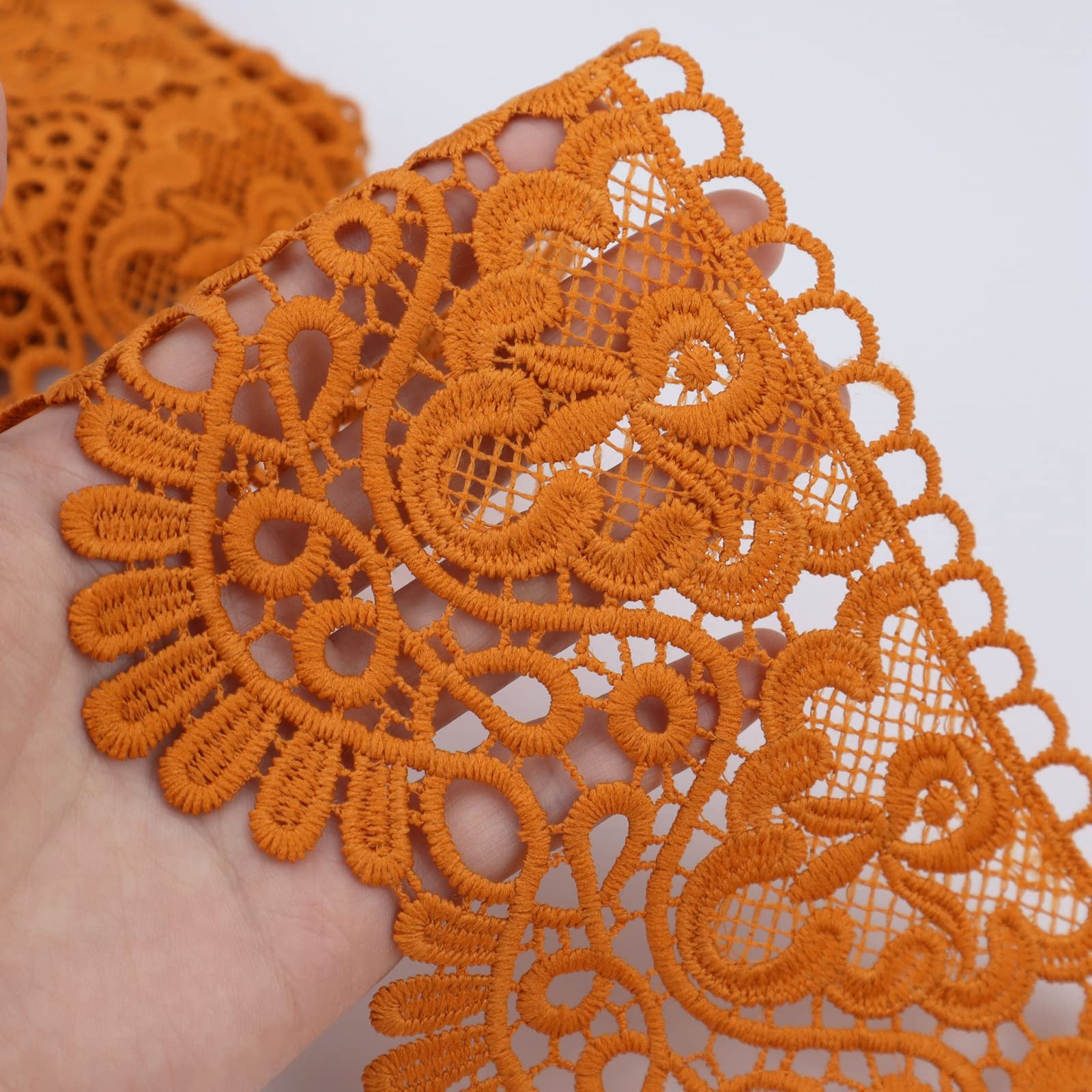 IDONGCAI Venice Lace Trim 4 Inch Wide Lace Trim Lace Edge Trim Floral Venice Lace Ribbon Embroidered Lace Wedding Applique DIY Sewing Crafts(Yellow)