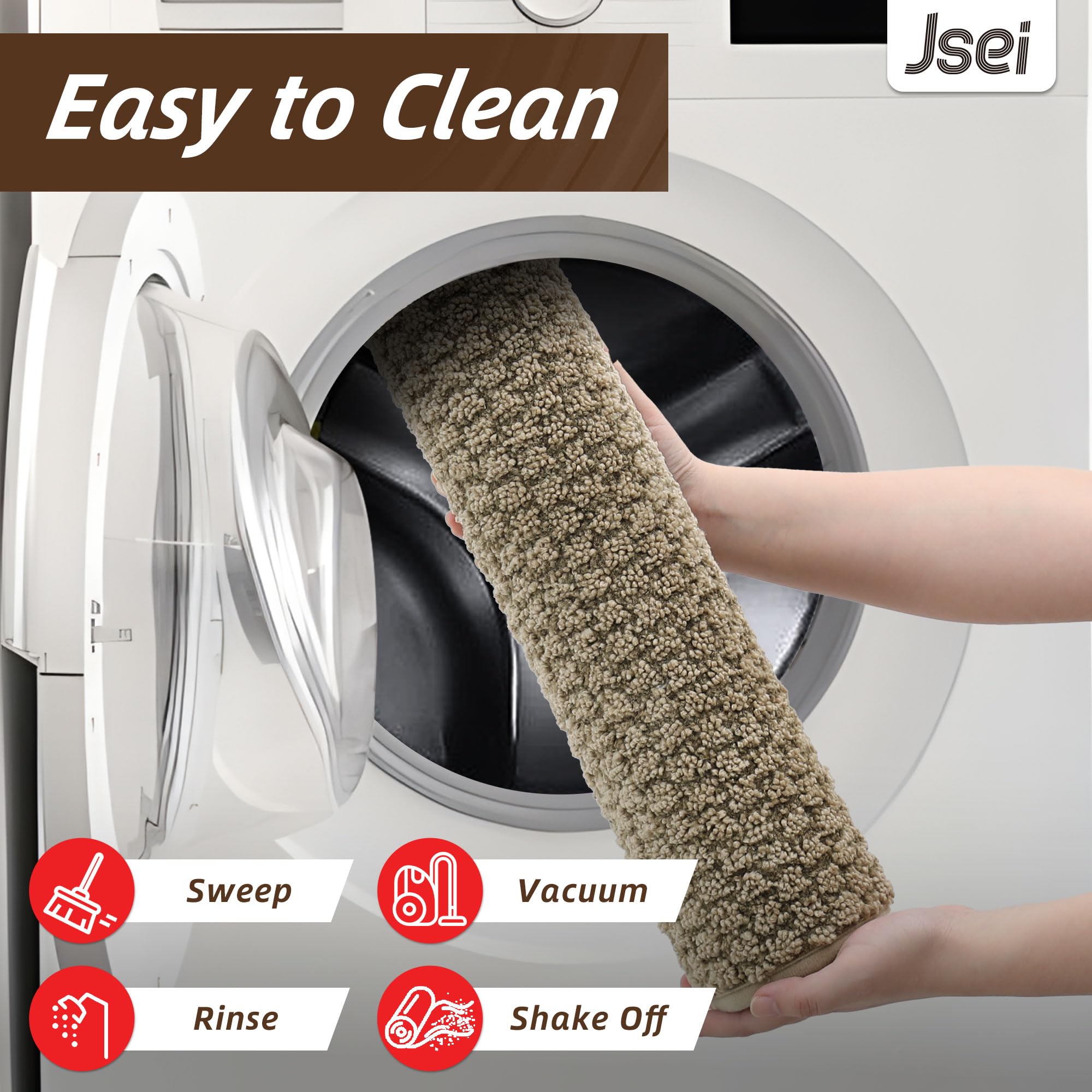JSEI Dirt Trapper Door Mat 32"x48", Non-Slip Entryway Rugs Doormat Indoor, Washable Absorbent and Stain Resist Welcome Floor Mat for Front Door, Dog Door Mat, Muddy Wet Shoes & Paws, Beige
