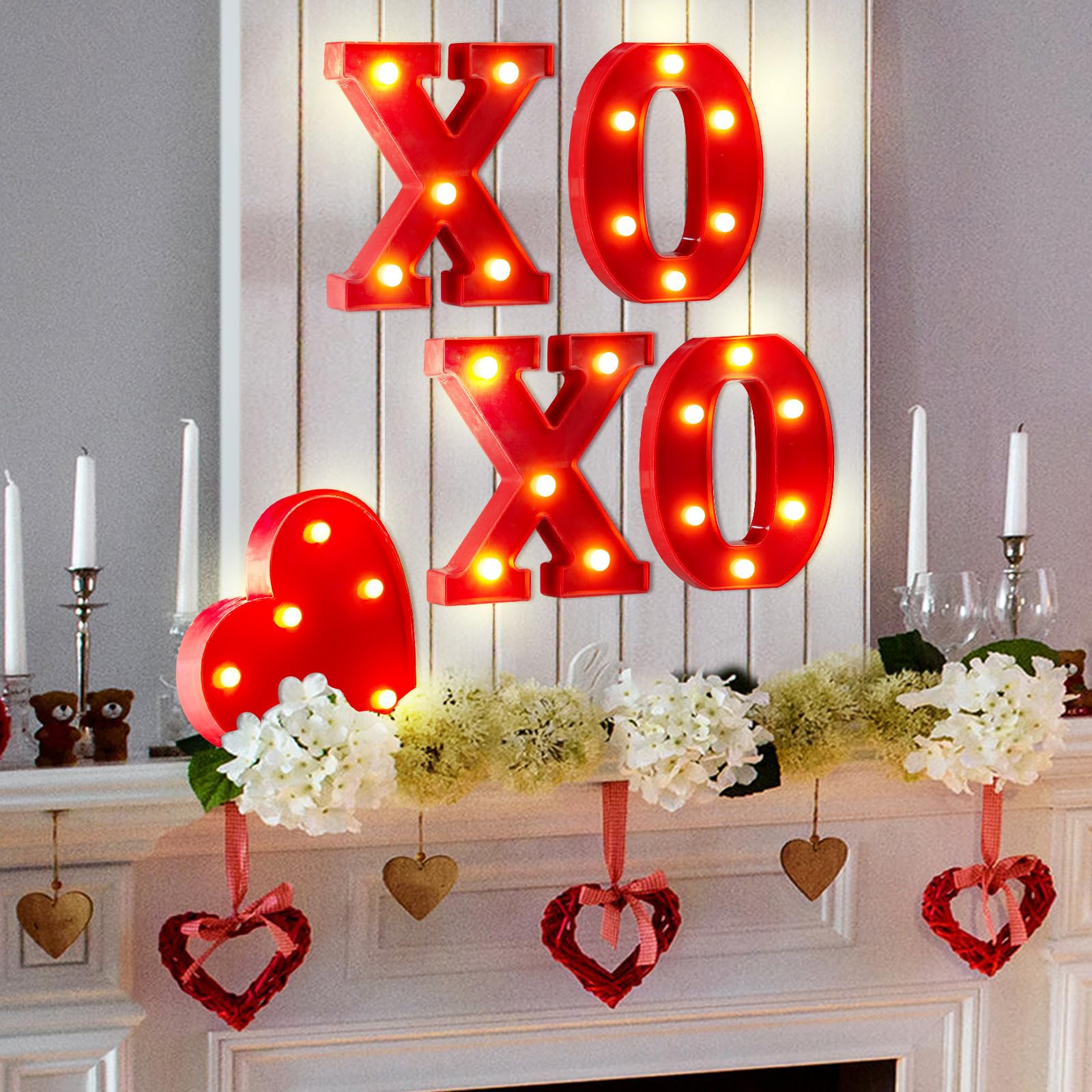 VIHOSE Valentine's Day LED Letter Lights Sign Table Decoration Light up Letters Battery Powered Letter for Home Bars Party Bedroom Tabletop Decoration Valentine's Gift