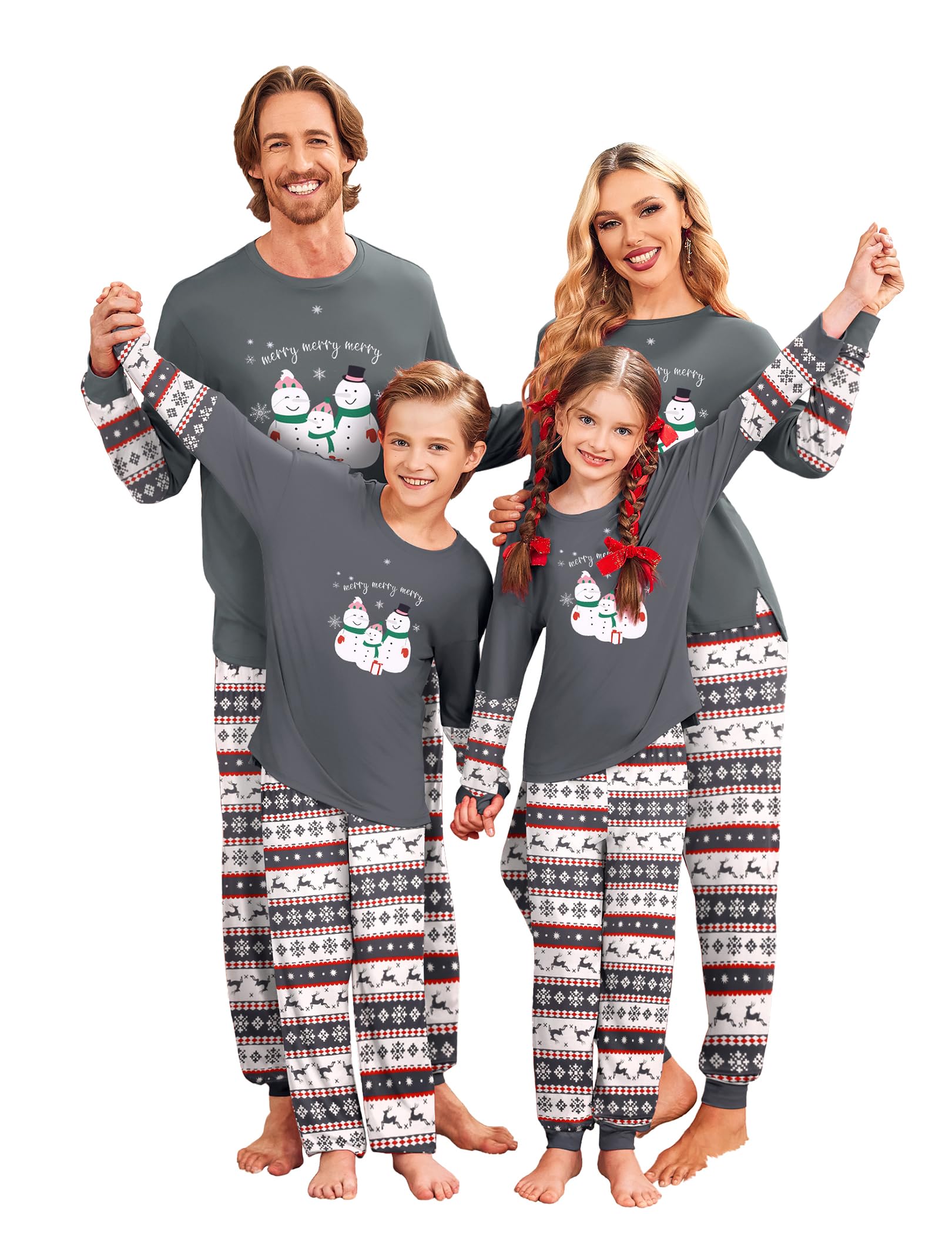 Ekouaer Matching Christmas Pajamas for Family Soft Long Sleeve Holiday Xmas Pjs Sleepwear Jammies with Pockets