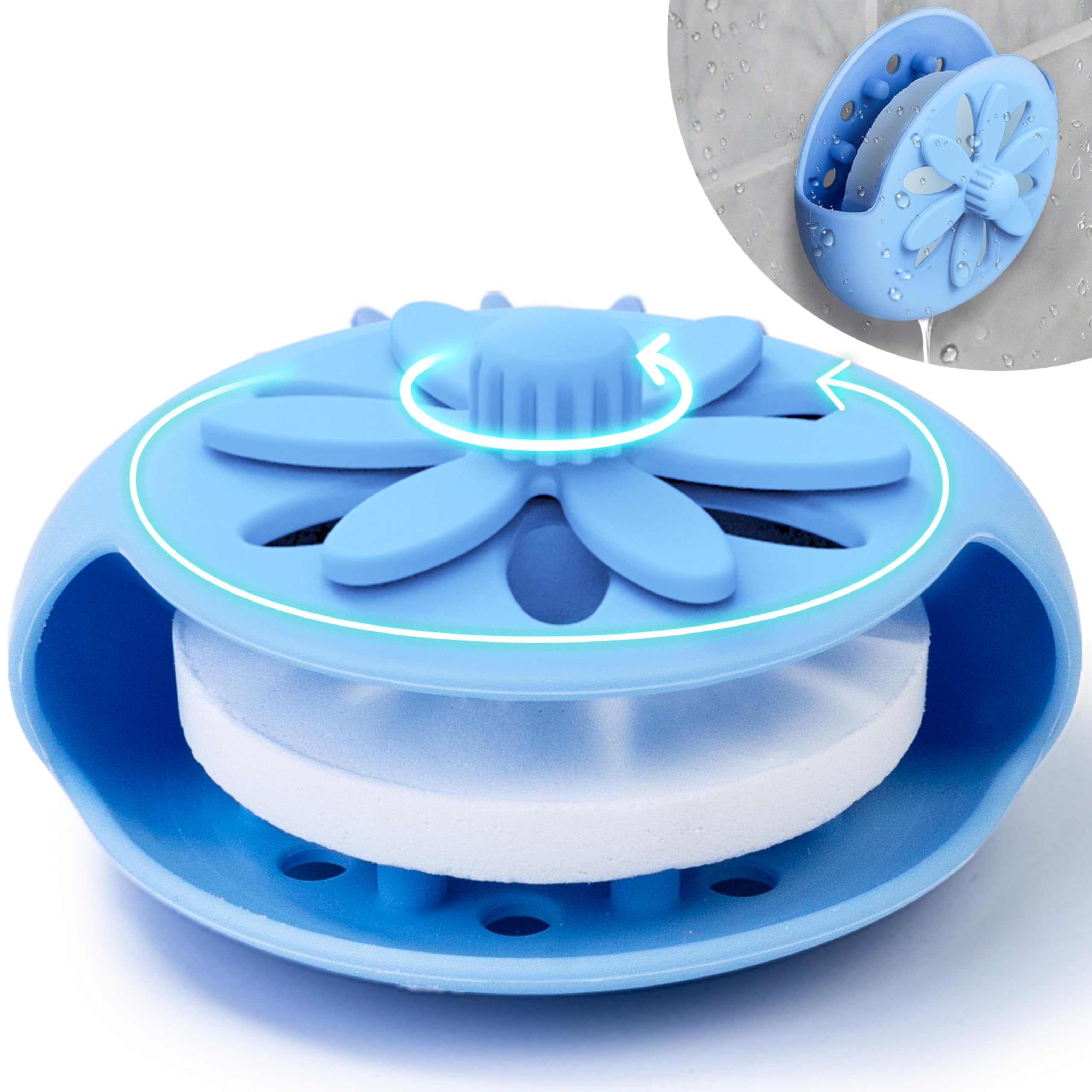 Shower Steamers Tray Blue- Upgrade Shower Steamer Holder Dish with Big Suction Cup, Long Lasting Bath Bombs Shower Accessories, Aromatherapy Diffuser Containers for Bathroom Bedroom Car Yoga Decor