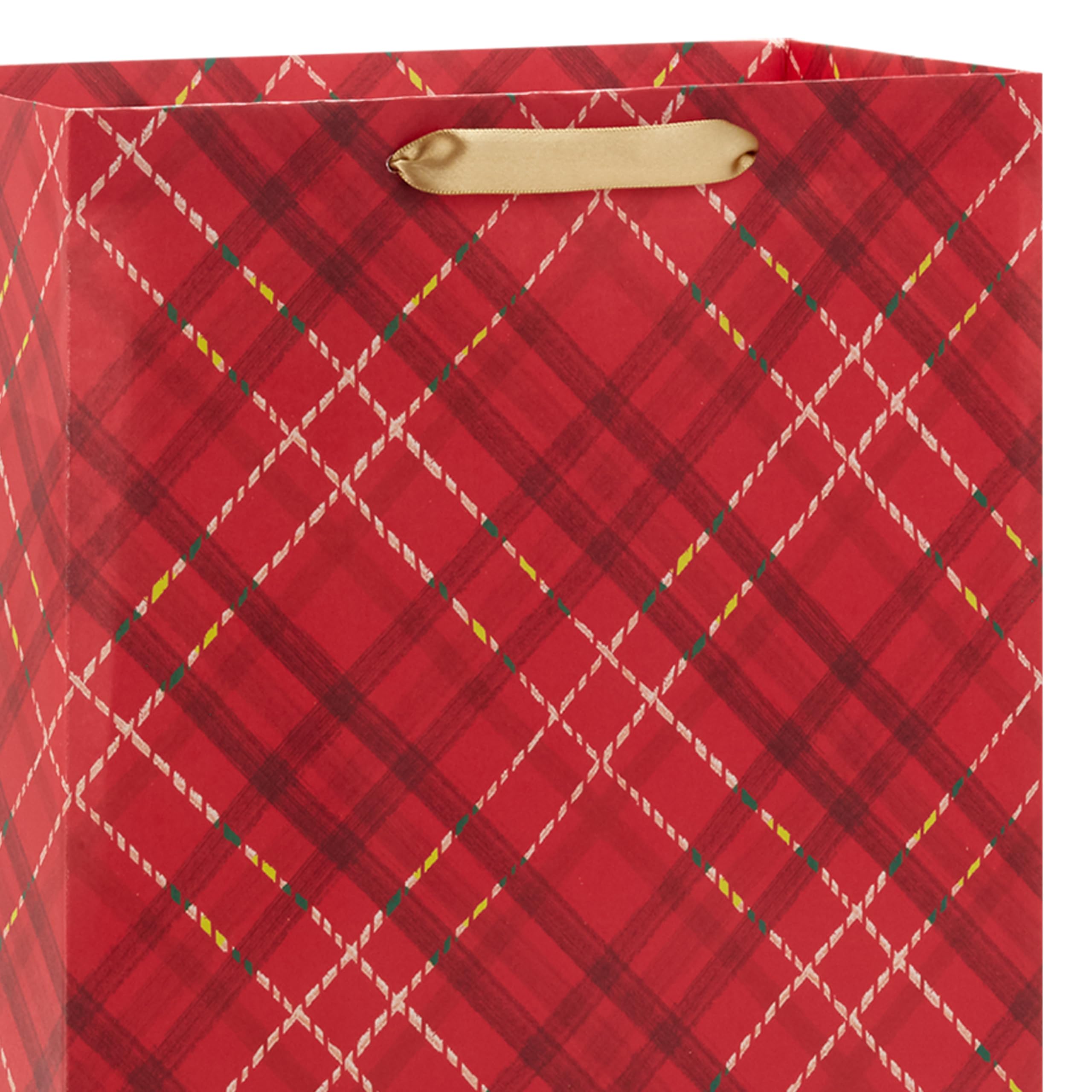 Hallmark Assorted Christmas Gift Bags (8 Bags: 3 Small 6", 3 Medium 9", 2 Large 13") Santa Claus, Red Plaid, Poinsettia Flowers