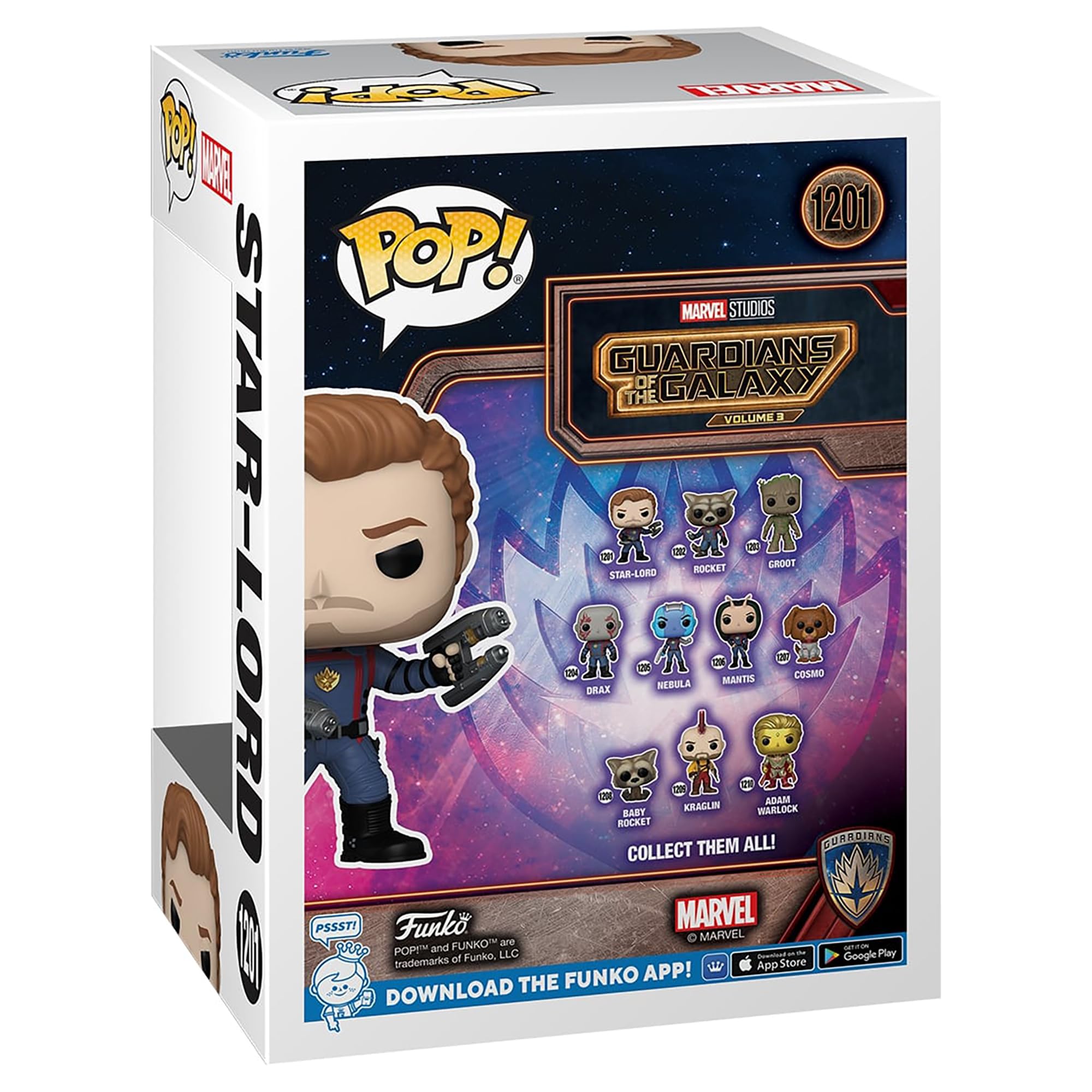 Funko POP Vinyl Marvel: GOTG3 - Star-Lord -Bobblehead, Glow in The Dark Uniform Edges Collectible Figure, Guardians of The Galaxy: Volume 3