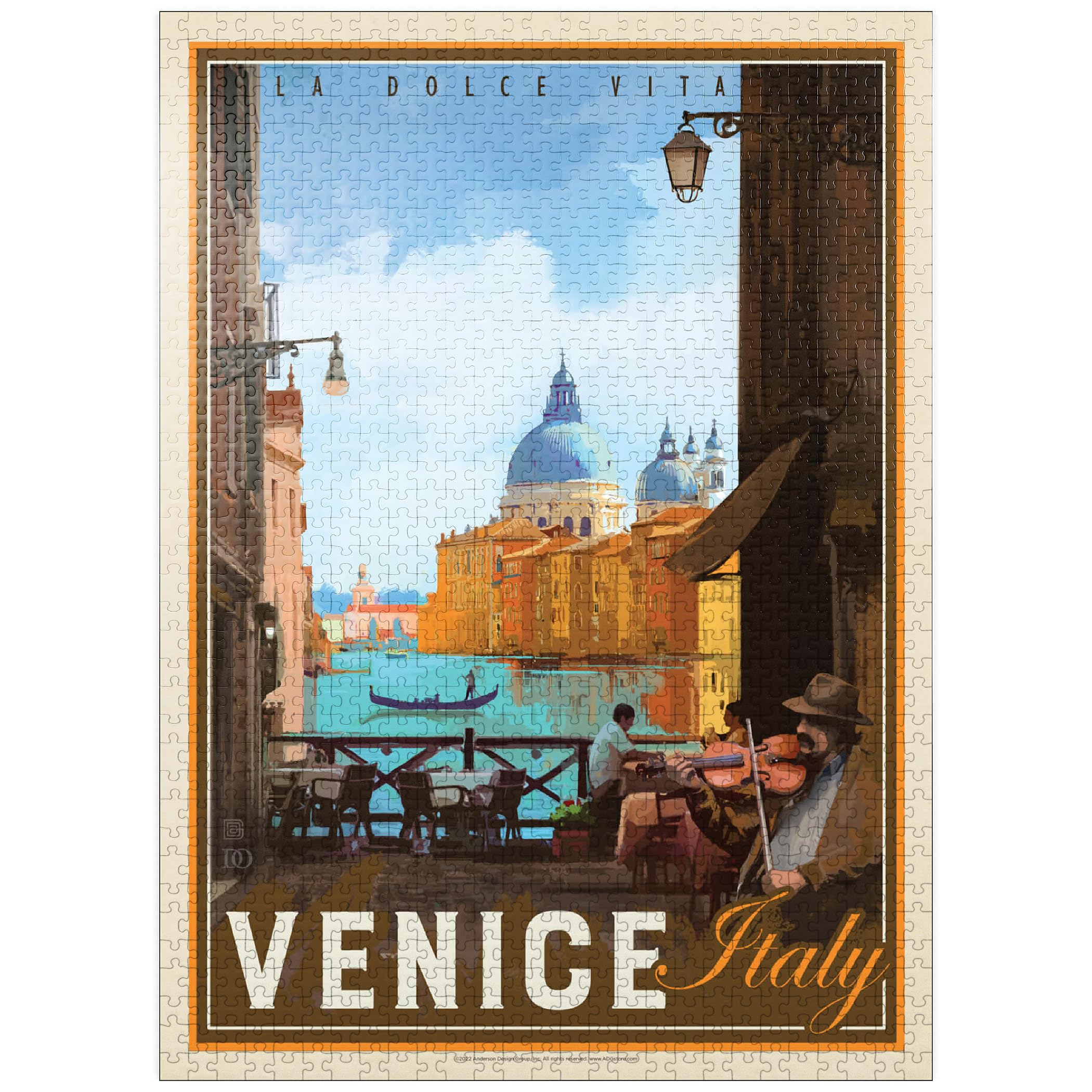 MyPuzzle Italy, Venice: La Dolce Vita, Vintage Poster - Premium 1000 Piece Jigsaw Puzzle for Adults