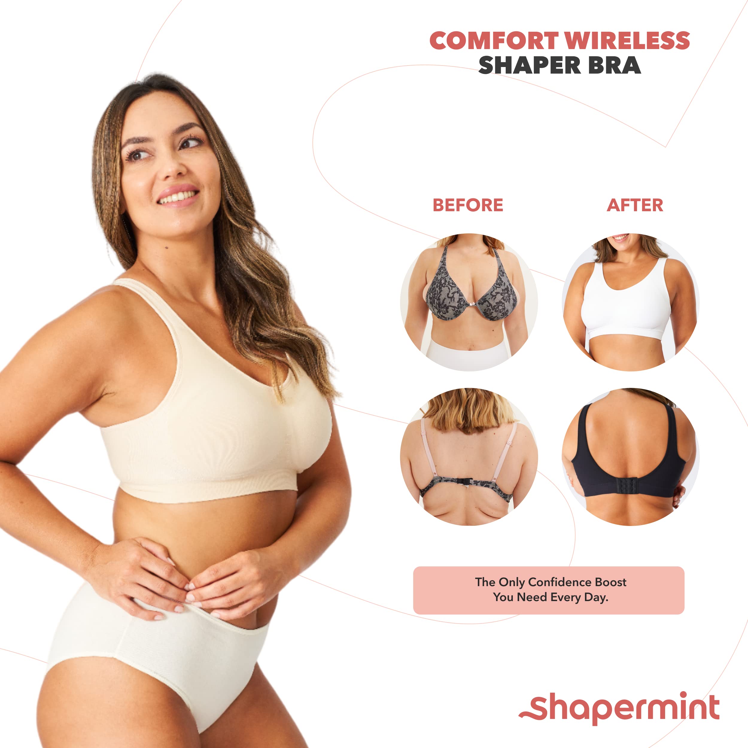 SHAPERMINT Bras for Women - Womens Bras, Compression Bra, Wirefree Bra, Stretchable Straps Bra, from Small to Plus Size Bras for Women