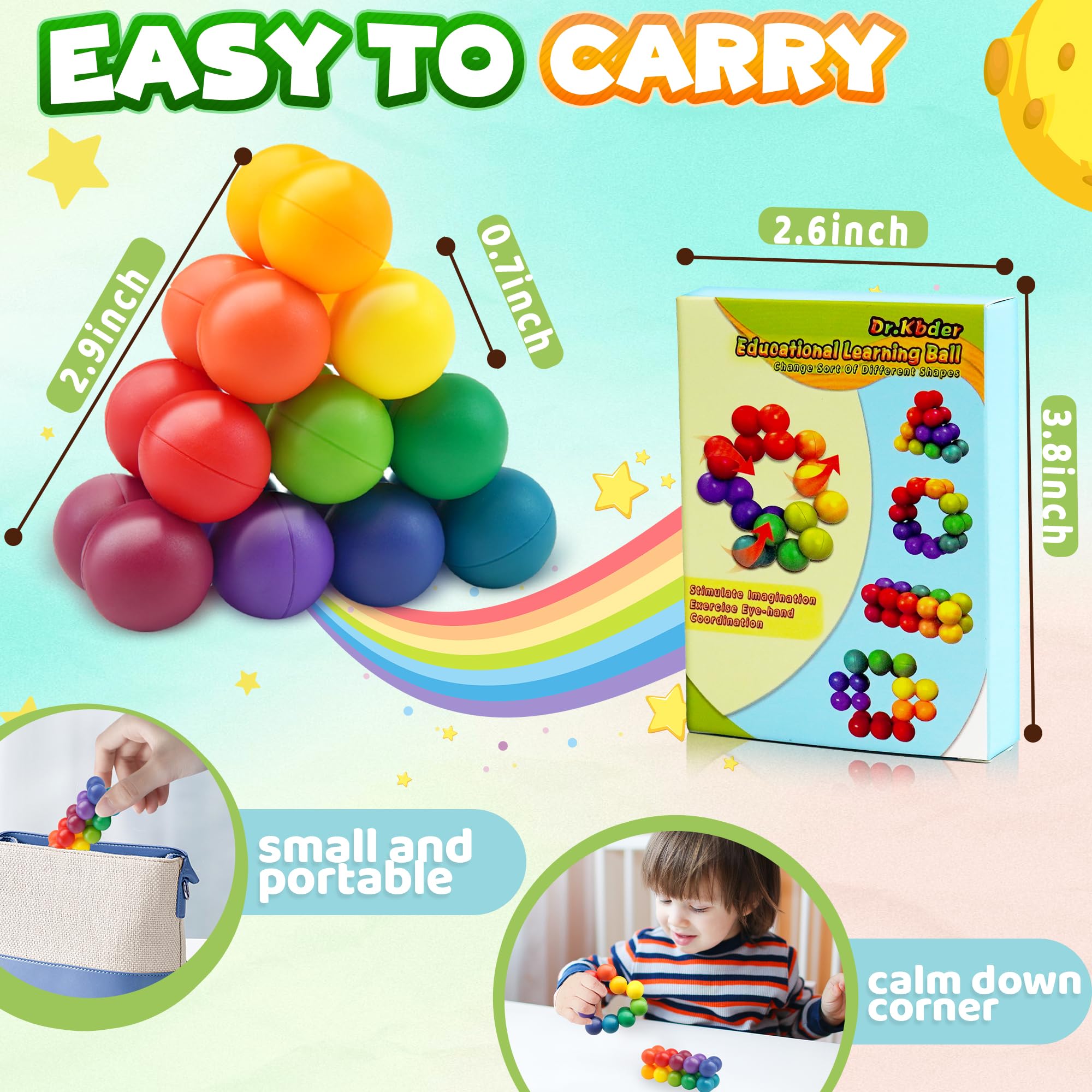 Sensory Autism Balls Toy for Toddler Kids, Easter Basket Stuffers gift chool Fidget Classroom Autistic Calm Down Treasure Box Airplane Travel For Age 3-5 5-7 3-4 4-8 Dementia Activities Valentines Day