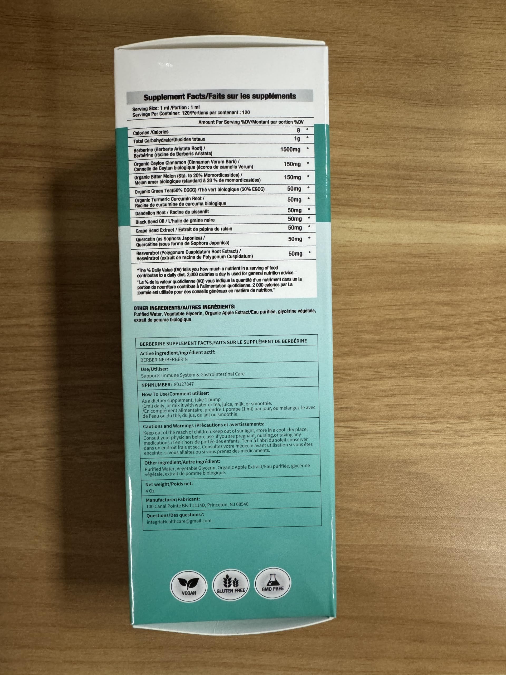 LPETWALK 4 FL Oz Organic Berberine Liquid Drops - Premium Berberine Supplement with Ceylon Cinnamon, Bitter Melon, Sugar-Free & Vegan Supplement Berberine Leaves Liquid, 98% Absorption - 120ML
