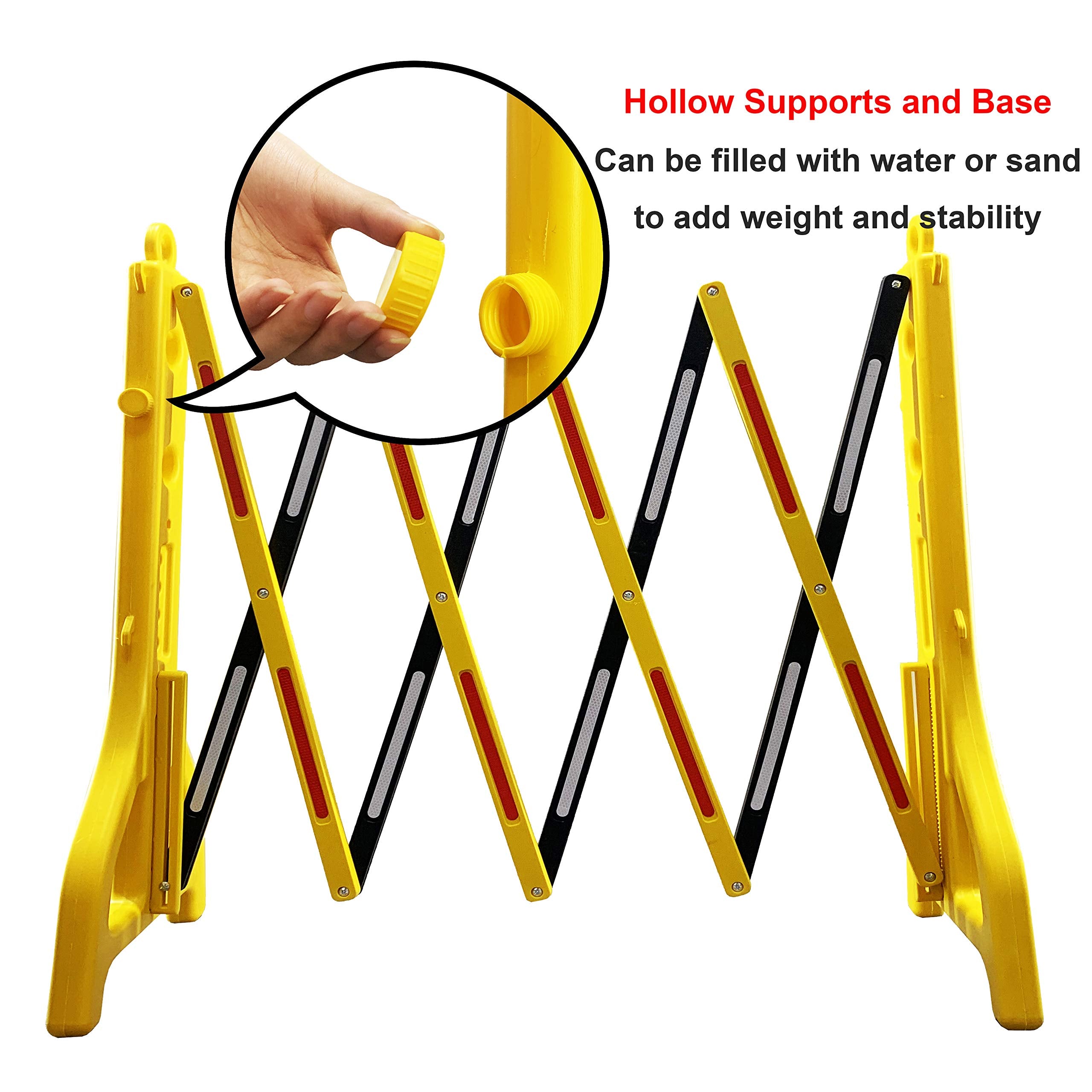 Reliancer Expandable Mobile Barricade Portable Water Filled Expanding Safety Barrier Gate Outdoor Plastic Retractable Traffic Fence Flexible Crowd Control Barriers Guard Extensible to 8.2FT