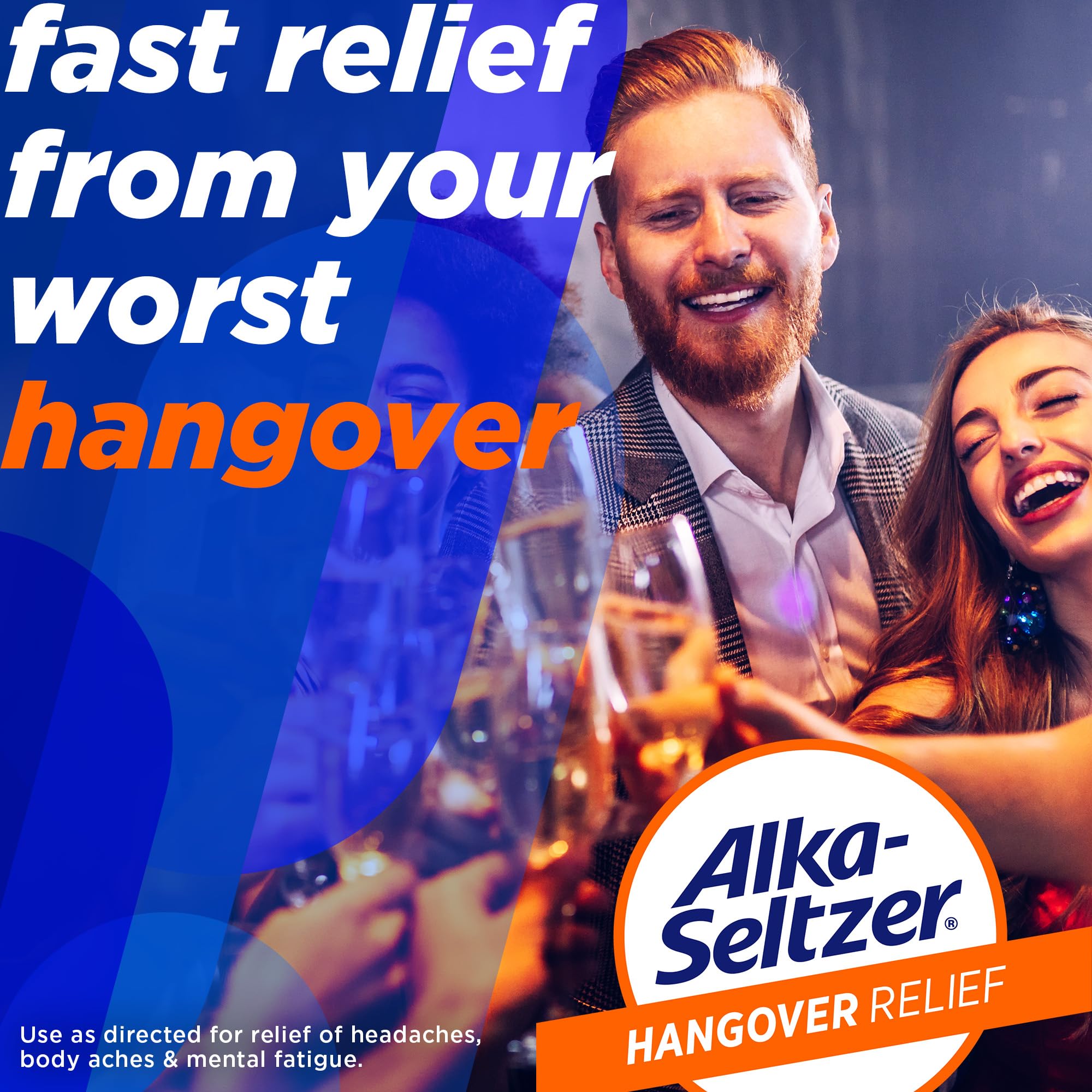 Alka-Seltzer Hangover Relief Tablets, Fast Relief Starts In About 15 Minutes for Headaches, Body Aches & Mental Fatigue, Bachelorette & Bachelor Party Packs 60 Count (3 Boxes, 20 Tablets Each)