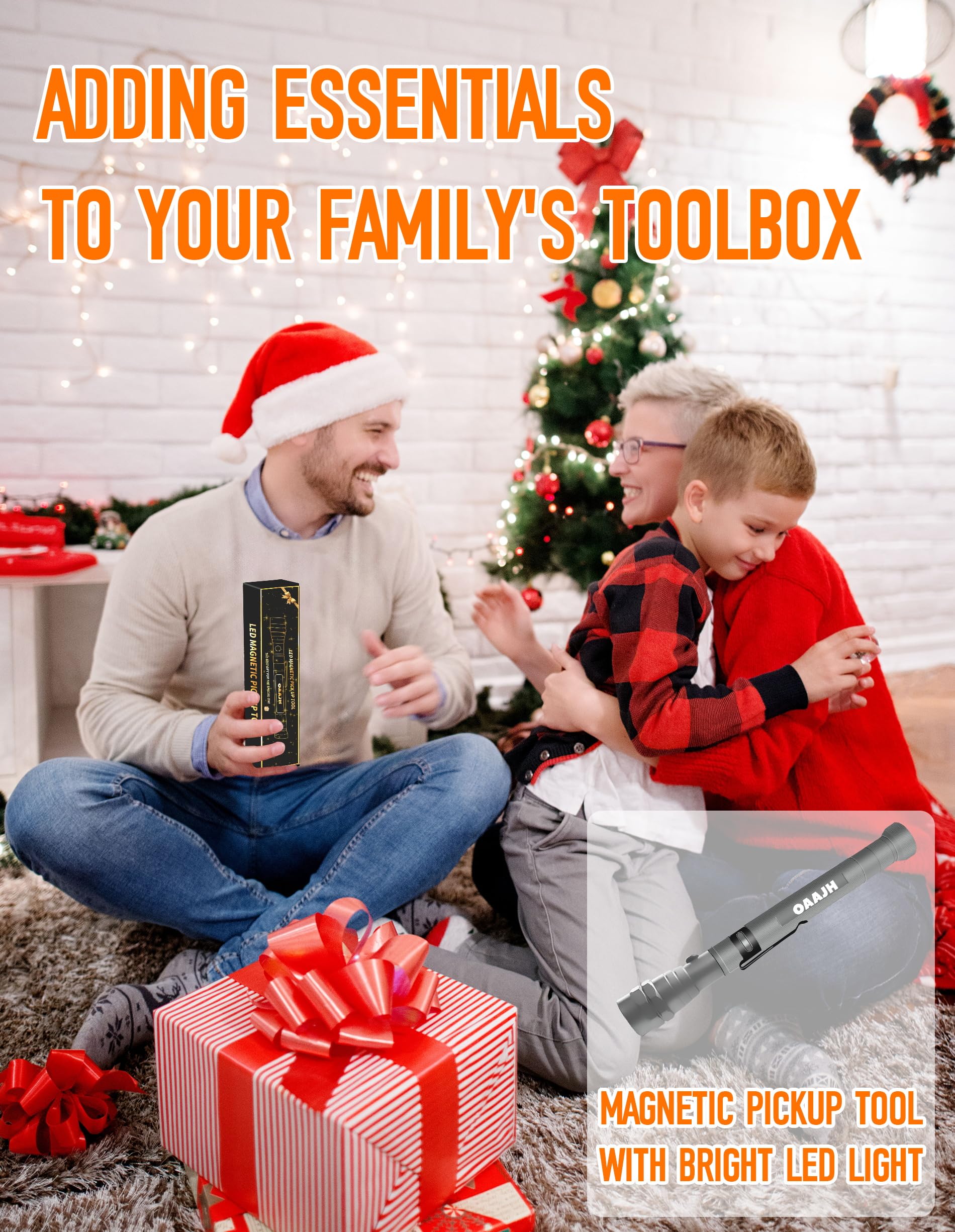 Christmas Stocking Stuffers for Adults, Magnetic Pickup Tool with 3 LED Lights, Telescoping Magnet Flashlight Gifts Dad Gifts from Daughter Son Wife, Cool Gadgets for Men 2024, Birthday Gifts for Men