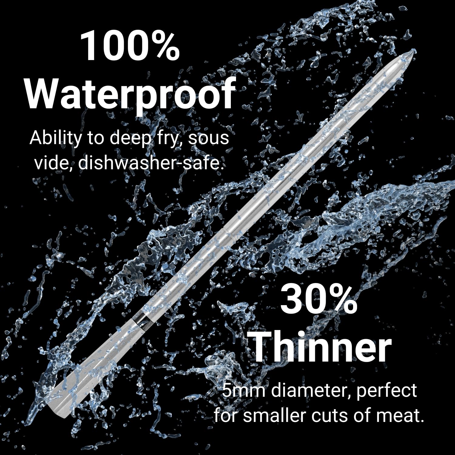 MEATER 2 Plus: Direct Heat Grilling at 1000°F, Smart Meat Thermometer, Bluetooth, 100% Waterproof, Precision Cooking, Multi Sensors, Certified Calibration, for BBQ/Grill/Kitchen