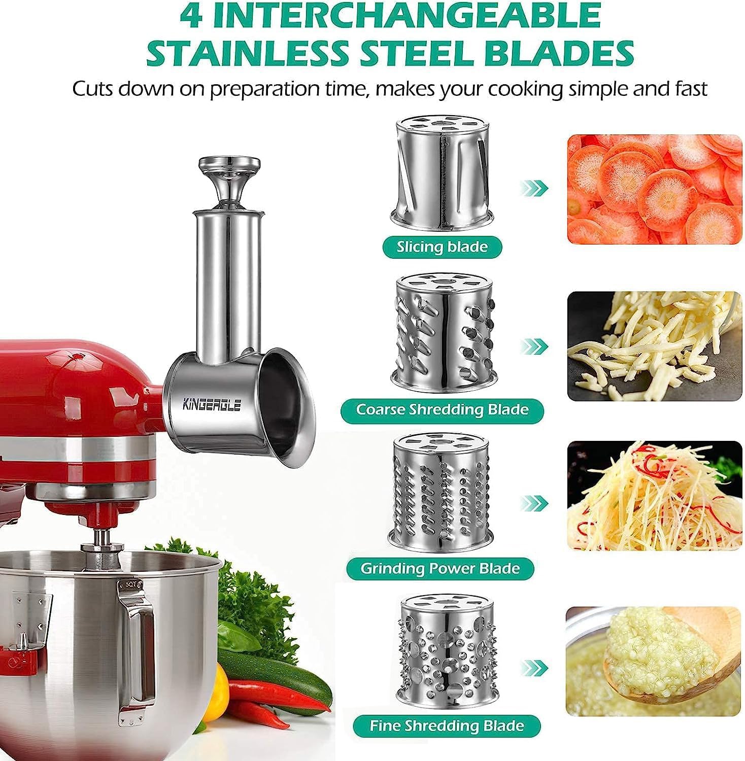 Stainless Steel Slicer Shredder Attachment for KitchenAid Mixer, Cheese Grater, Food Slicer for KitchenAid Mixer, Accessories for Kitchenaid