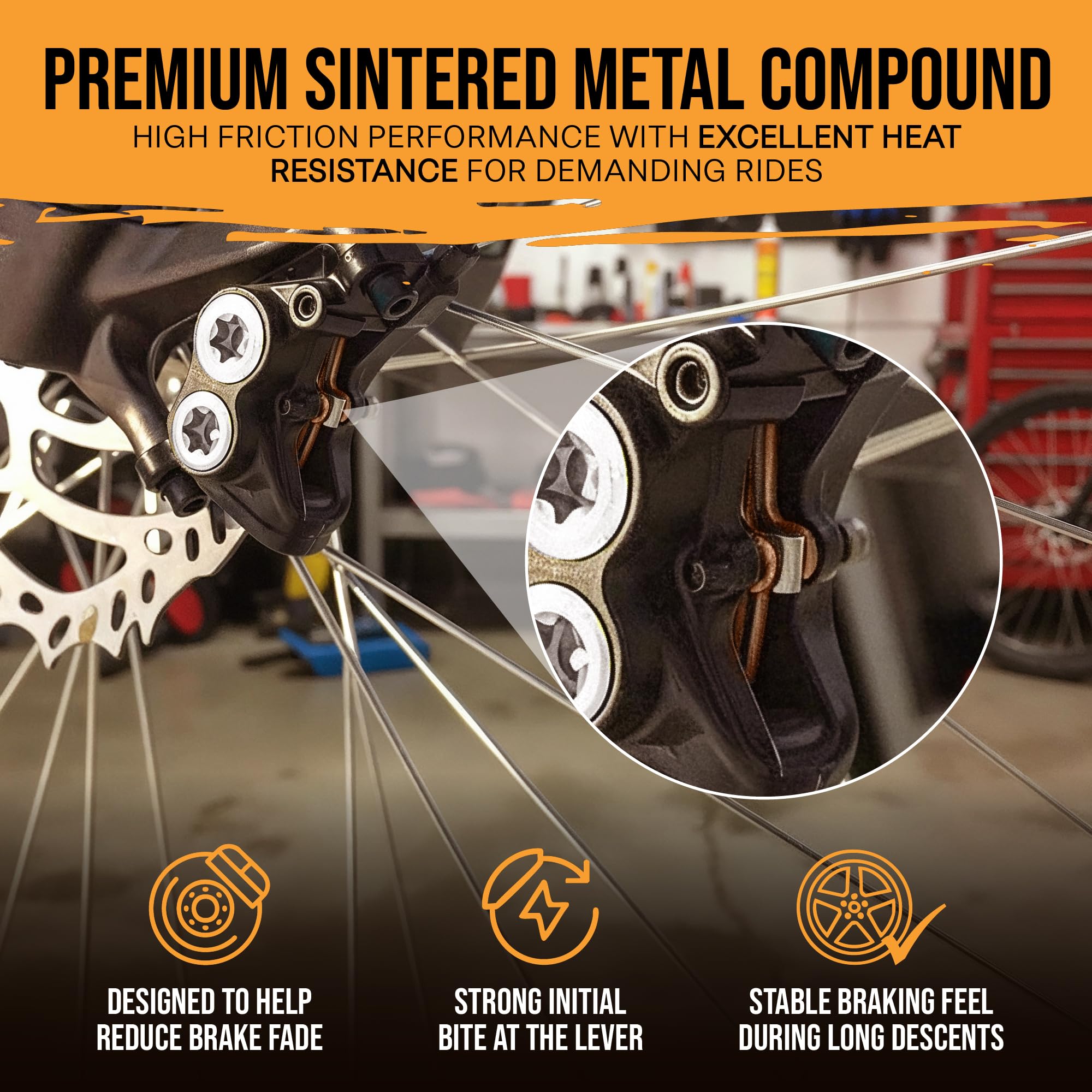 Rippin Moto Sintered Brake Pads for Electric Dirt Bikes (Large Pad – Talaria MX5 / E-Ride PRO SR & 3.0 / SRPNT/Altis Sigma)