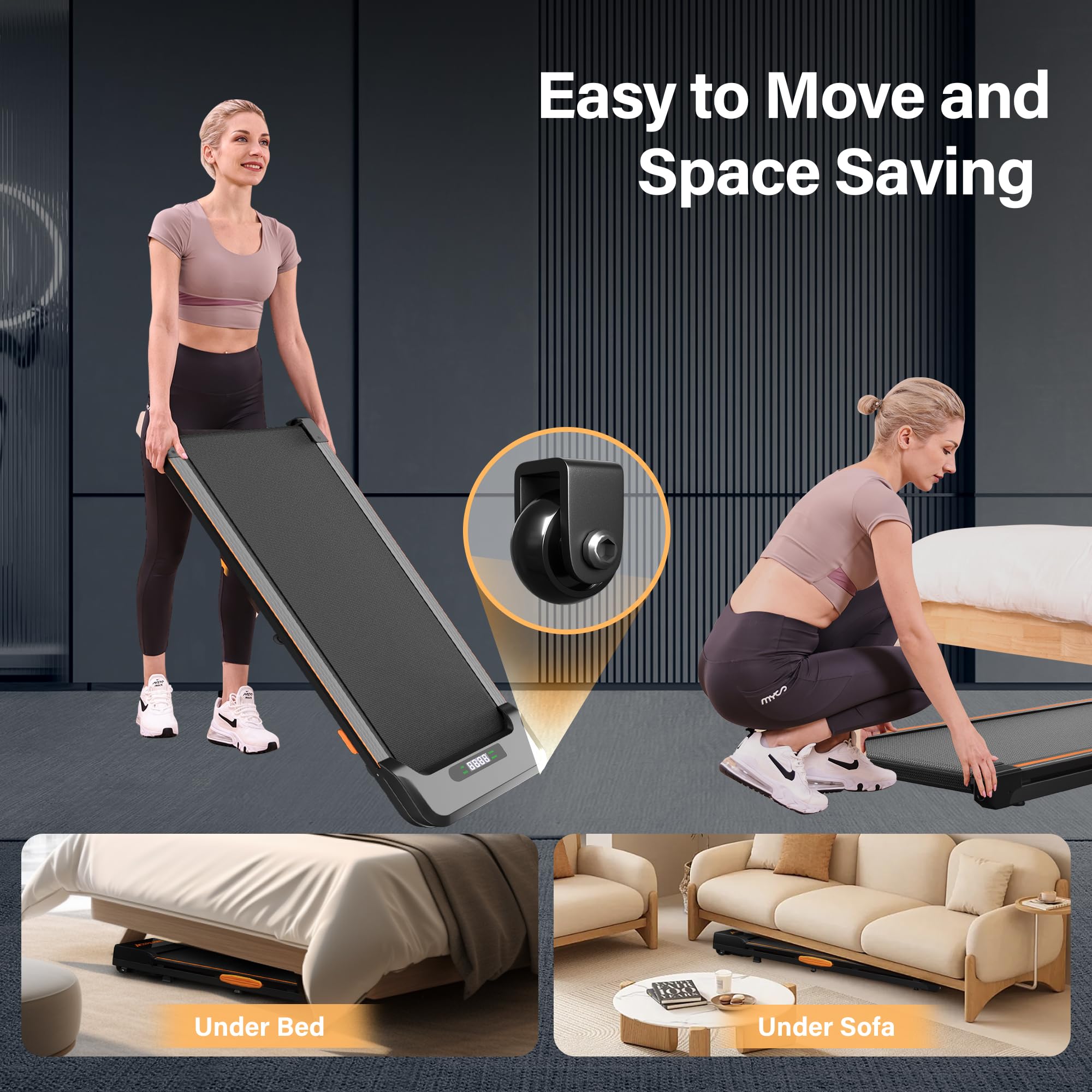 Walking Pad with Incline, Under Desk Portable Foldable Treadmill for Home Office, Walking Pad 4 in 1 for Walking Running, 2.5HP Compact Small Treadmill with Remote Control