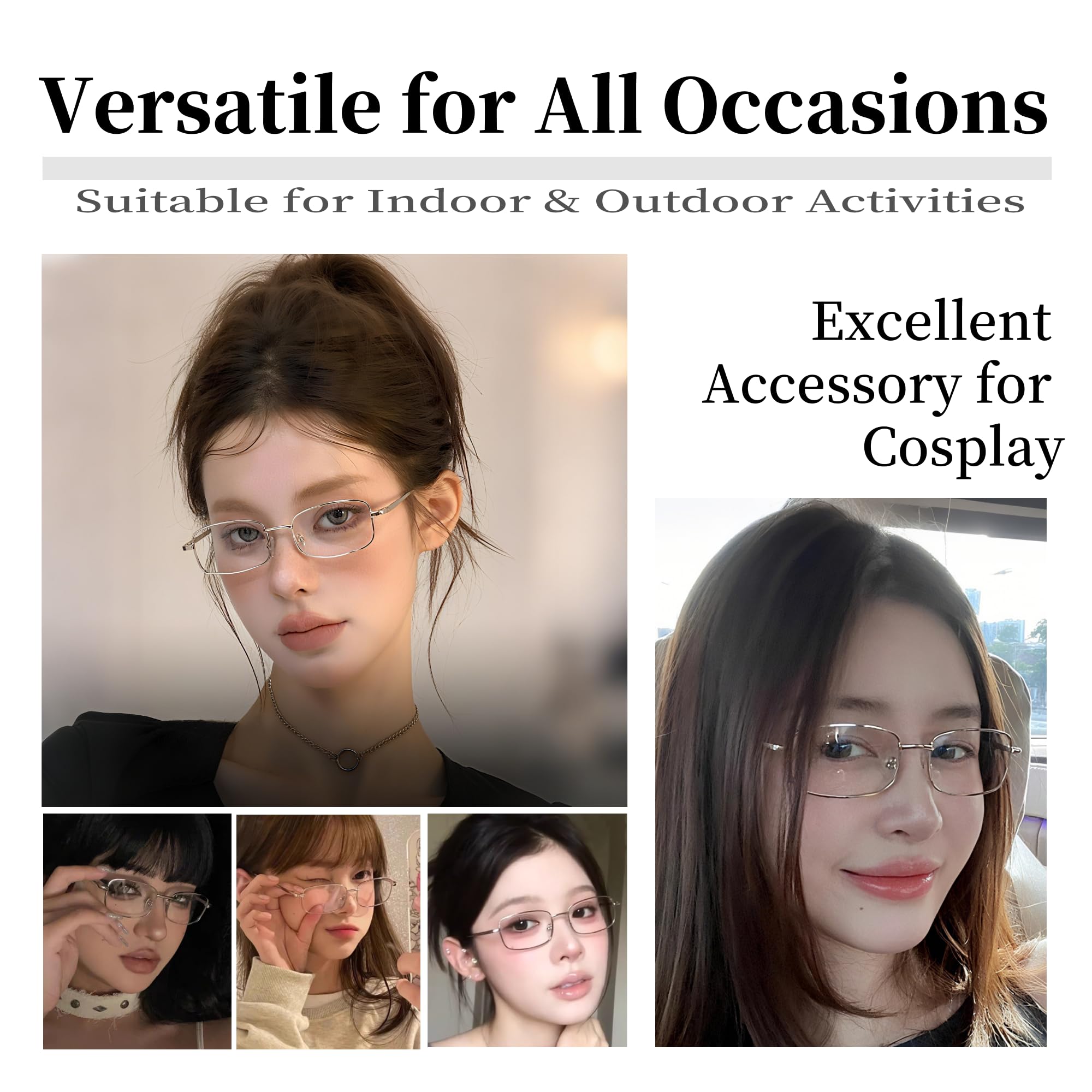 BOBUXLIIN Square Fake Glasses Fashion Non Prescription Clear Glasses for Women Glasses Frame Trendy Accessories