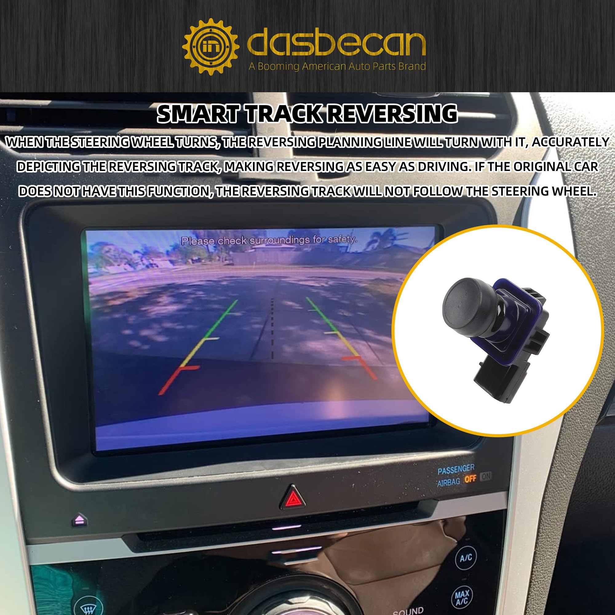 Dasbecan Backup Camera Replacement Compatible with Ford Explorer 2011 2012 2013 2014 2015 Replaces Number BB5Z-19G490-A EB5Z-19G490-A FL1T-19G490-AC