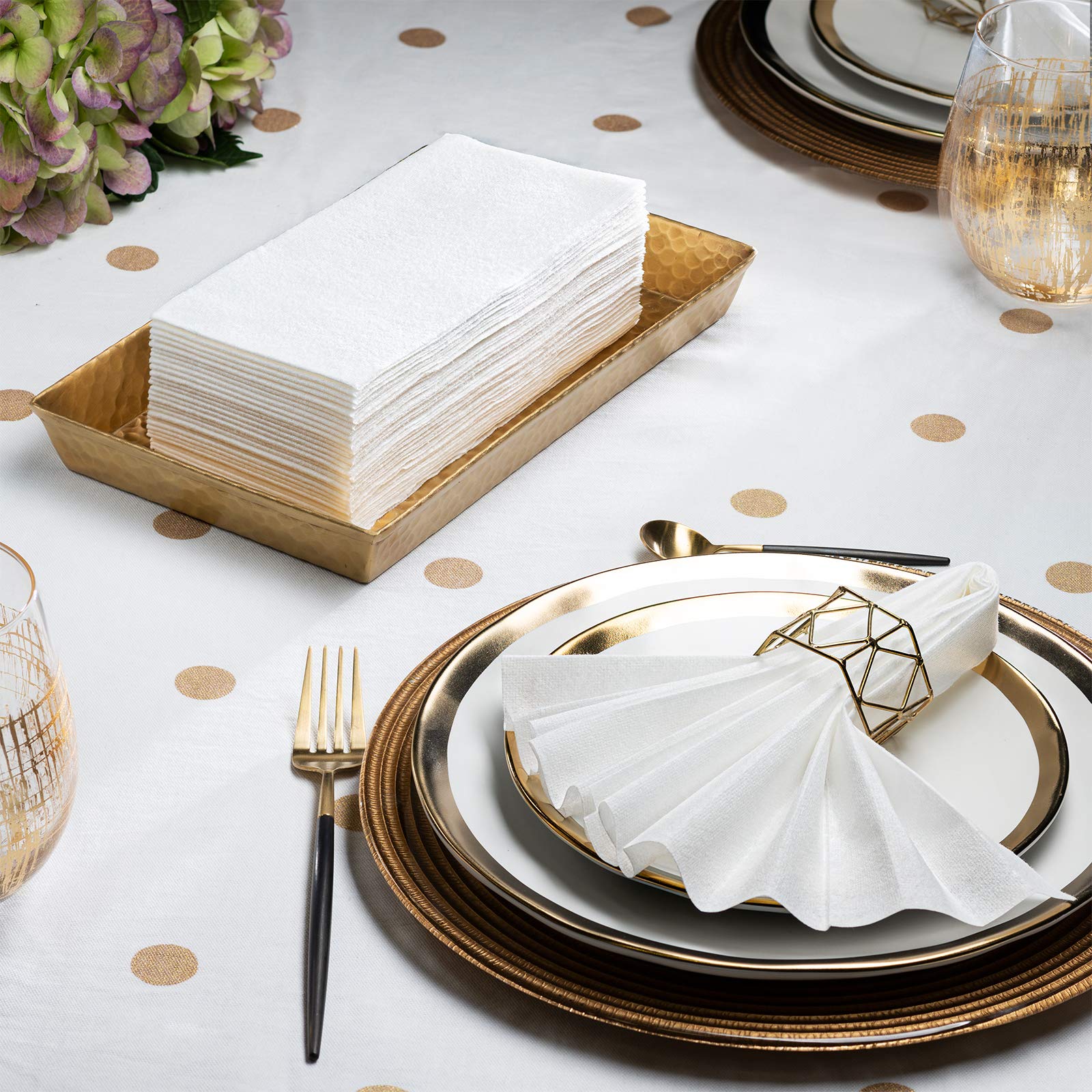 Comfy Package [100 Count] Linen-Feel Guest Towels - Disposable Cloth Dinner Napkins, Bathroom Paper Hand Towels, Wedding Napkins