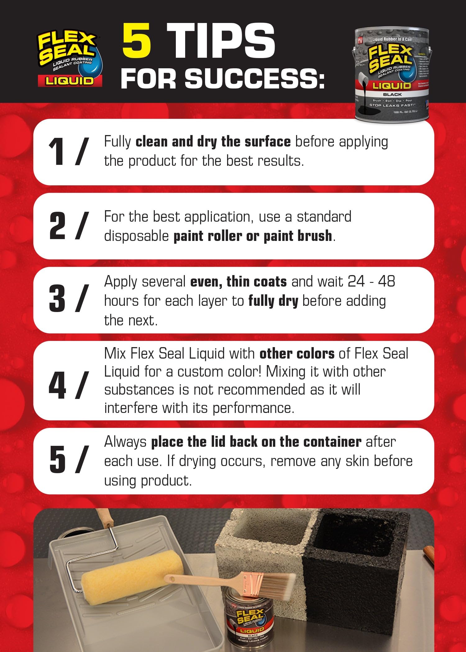 Flex Seal Liquid, Liquid Rubber Coating Sealant, Waterproof, Flexible, Breathable, and UV Resistant, Roof Repair, Basements, RV, Campers, Trailers, Marine, EPDM, Masonry, 1 Gallon, White