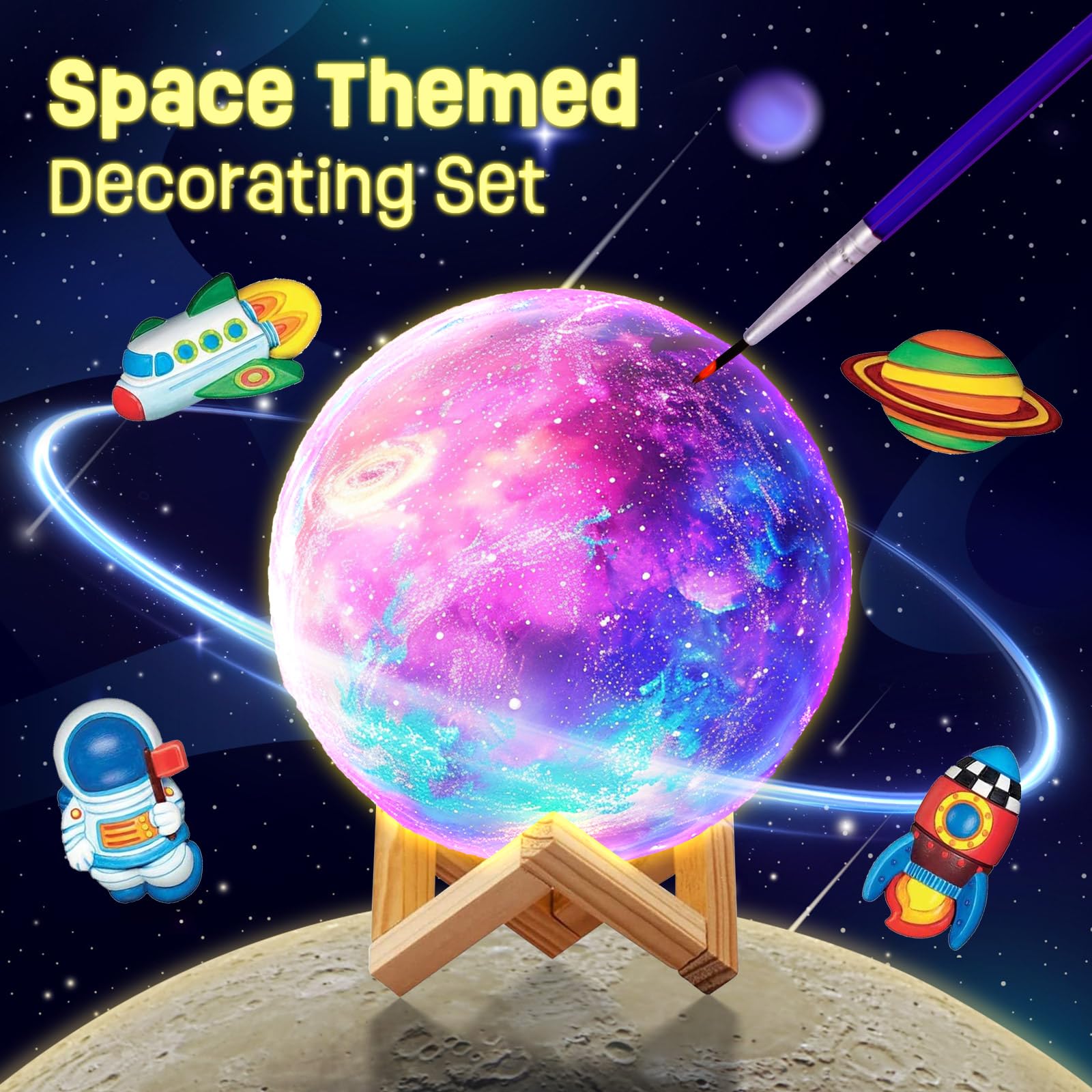 Paint Your Own Moon Lamp Kit, DIY 3D Space Moon Night Light, Art Supplies Arts & Crafts Kit, Arts and Crafts for Kids Ages 8-12, Toys Girls Boy Birthday Christmas Gift Ages3 4 5 6 7 8 9 10 11 12+,