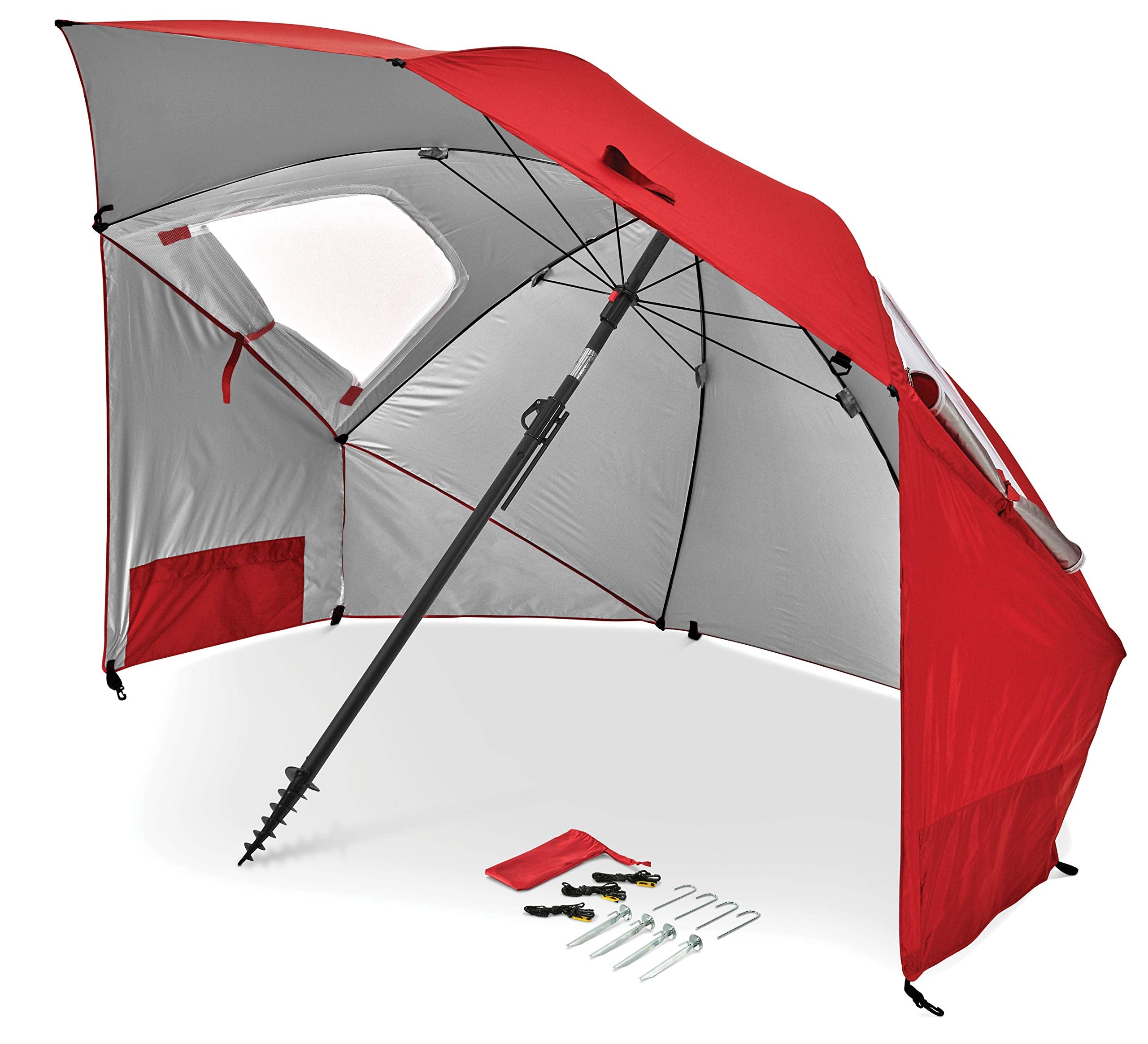 Sport-Brella Premiere UPF 50+ Umbrella Shelter for Sun and Rain Protection (8-Foot, Red)