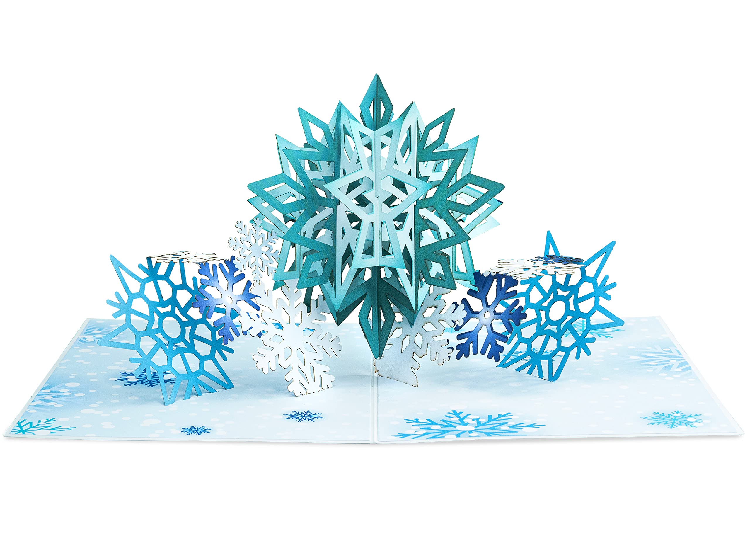 Paper Love 3D Snowflakes Pop Up Card, Gift for Winter, Christmas or Holidays, 5" x 7" Cover - Includes Envelope and Removable Note Tag