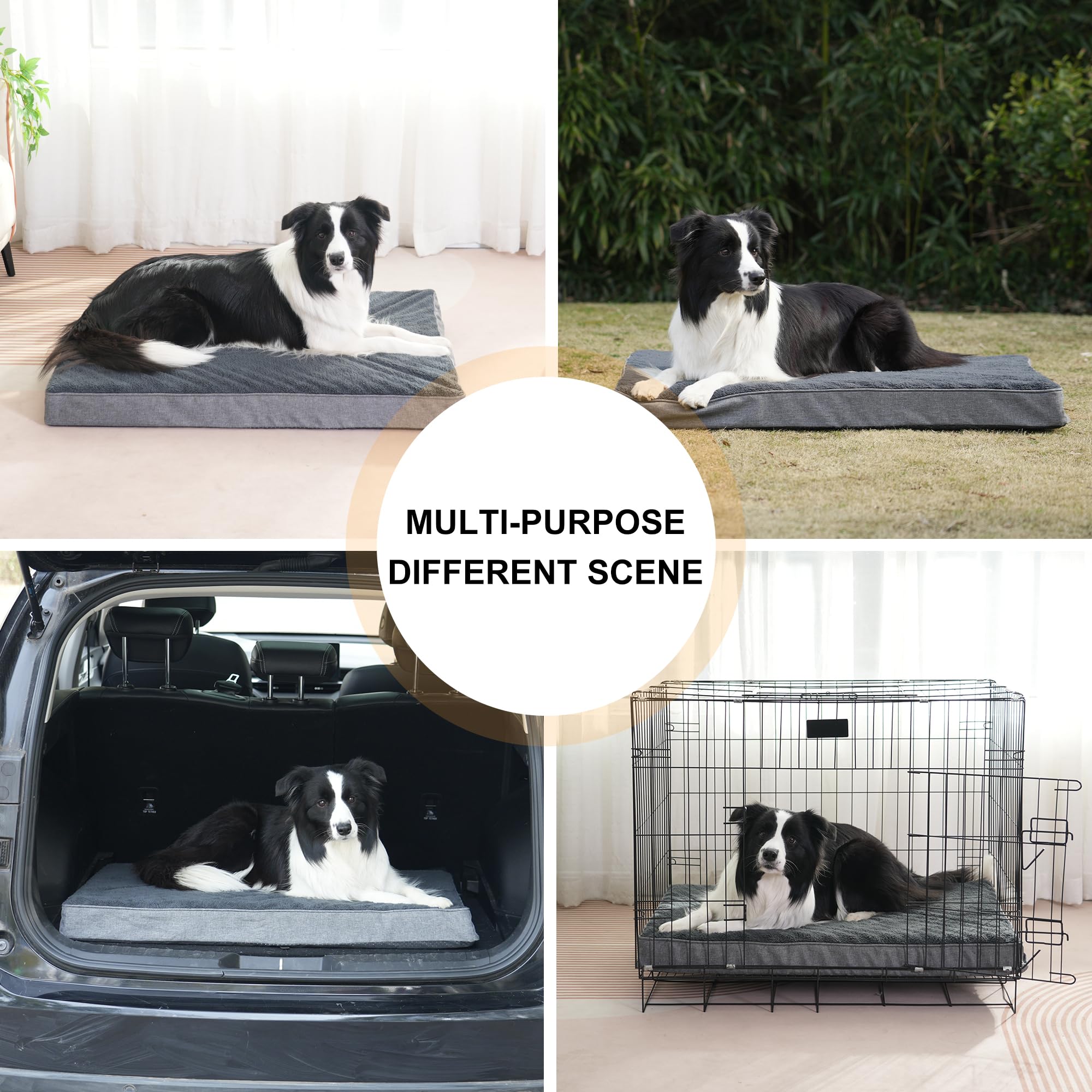 SOFTHOLA Orthopedic Dog Bed for Large and Medium Dogs, Dog Mat with Removable Washable Cover & Anti-Slip Bottom,Egg Crate Foam Pet Bed,Dog Mattress,Kennel Pad 36 x 27 inches for Dogs Up to 65 lbs