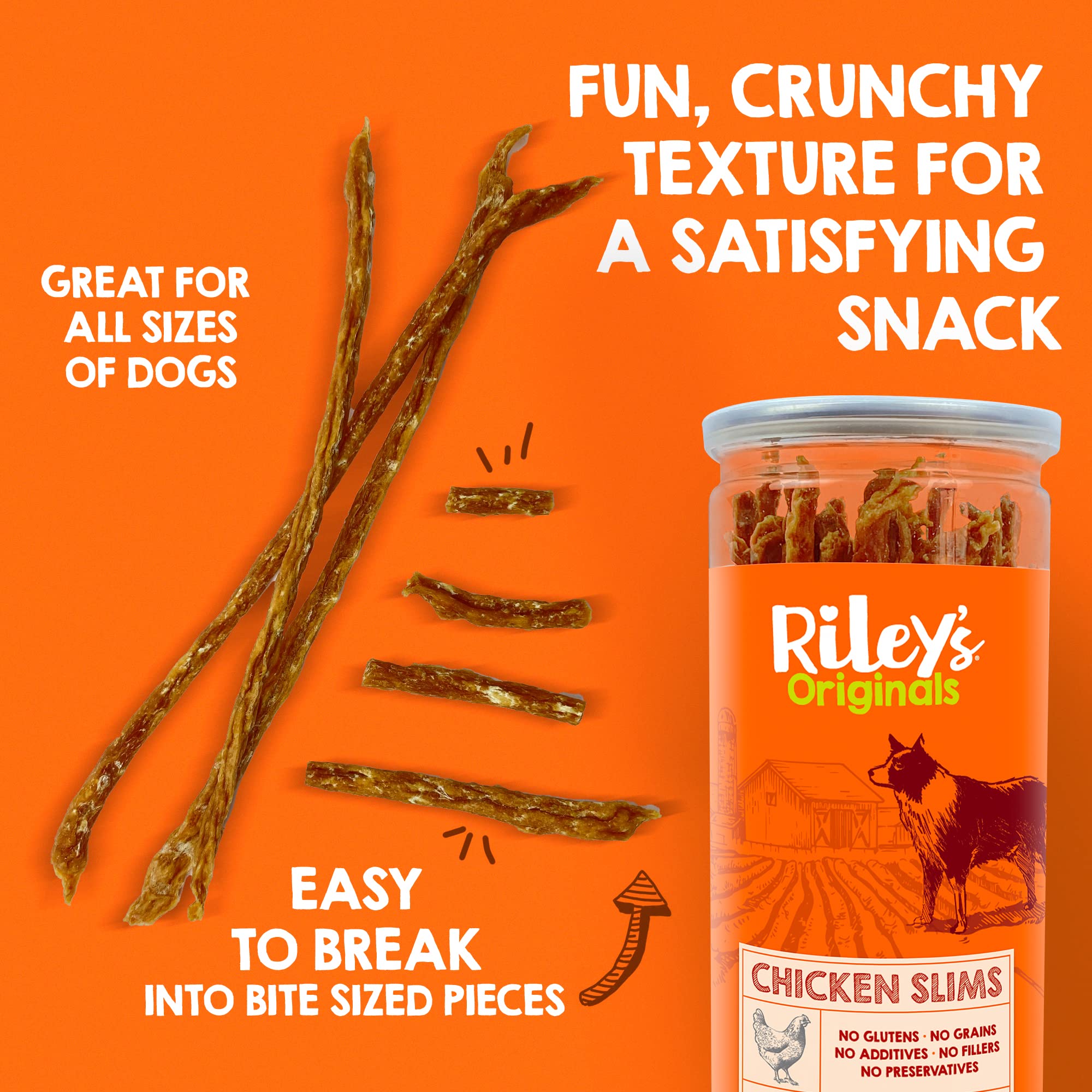 Riley's Chicken Strips for Dogs - USA Sourced Single Ingredient Dog Treat -Dehydrated Real Meat Dog Treats Natural Chicken Sticks Dog Jerky Treats - 6 oz