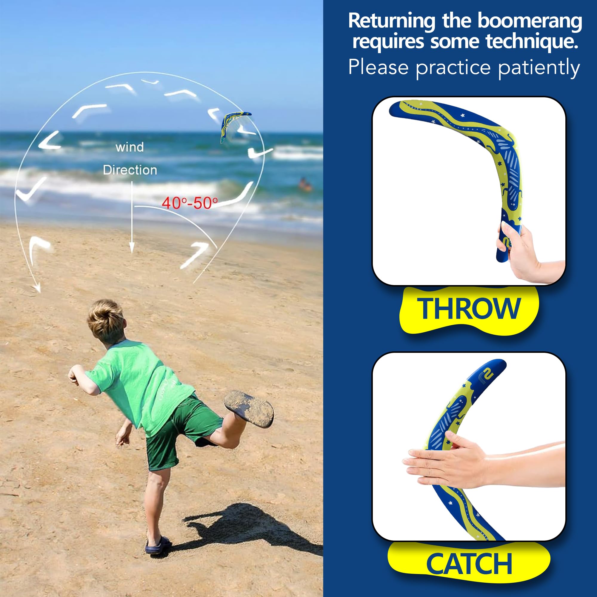 Outdoor Flying Disc Boomerang Toy - Soft Material That Doesn't Hurt - Ideal Outdoor Toy Gifts For Teens & Adults - Best Gifts For Boys & Girls - Stocking Stuffers For Kids 3 4 5 6 7 8 9 10 11 12+