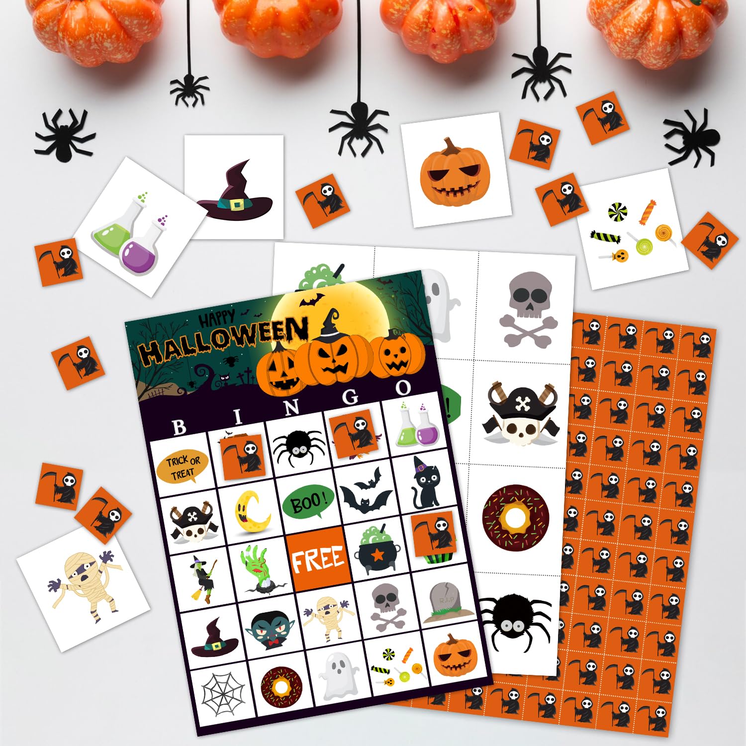 Halloween Bingo Party Games with 24 Players, Halloween Party Games for Girls Boys School Classroom Party Supplies, Classroom Activities, Party Favor Gifts for Young Adults Family Activities - JY907