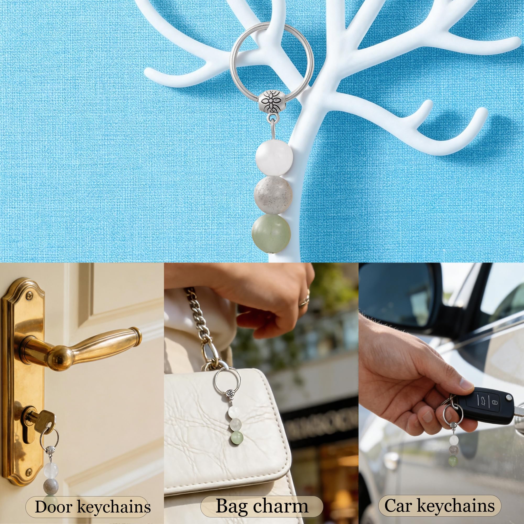 GINAZL New Beginnings Gifts for Women, Natural Crystals Keychain Coworker Leaving Gift for Women Going Away Gift for Friends Farewell Gifts for Coworkers Divorce Souvenir (NB)