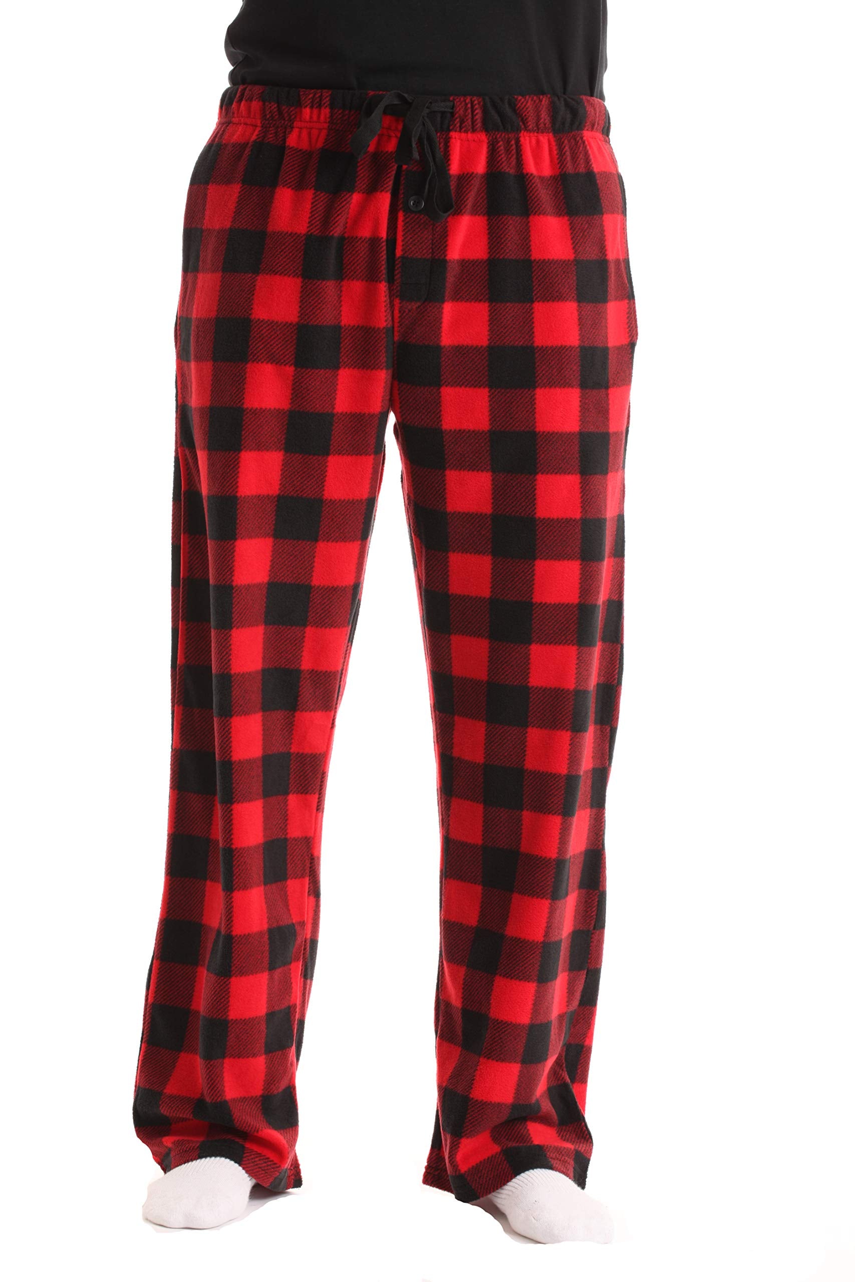 #FollowMe 45902-1A-L Polar Fleece Pajama Pants for Men/Sleepwear/PJs, Red Buffalo Plaid, Large