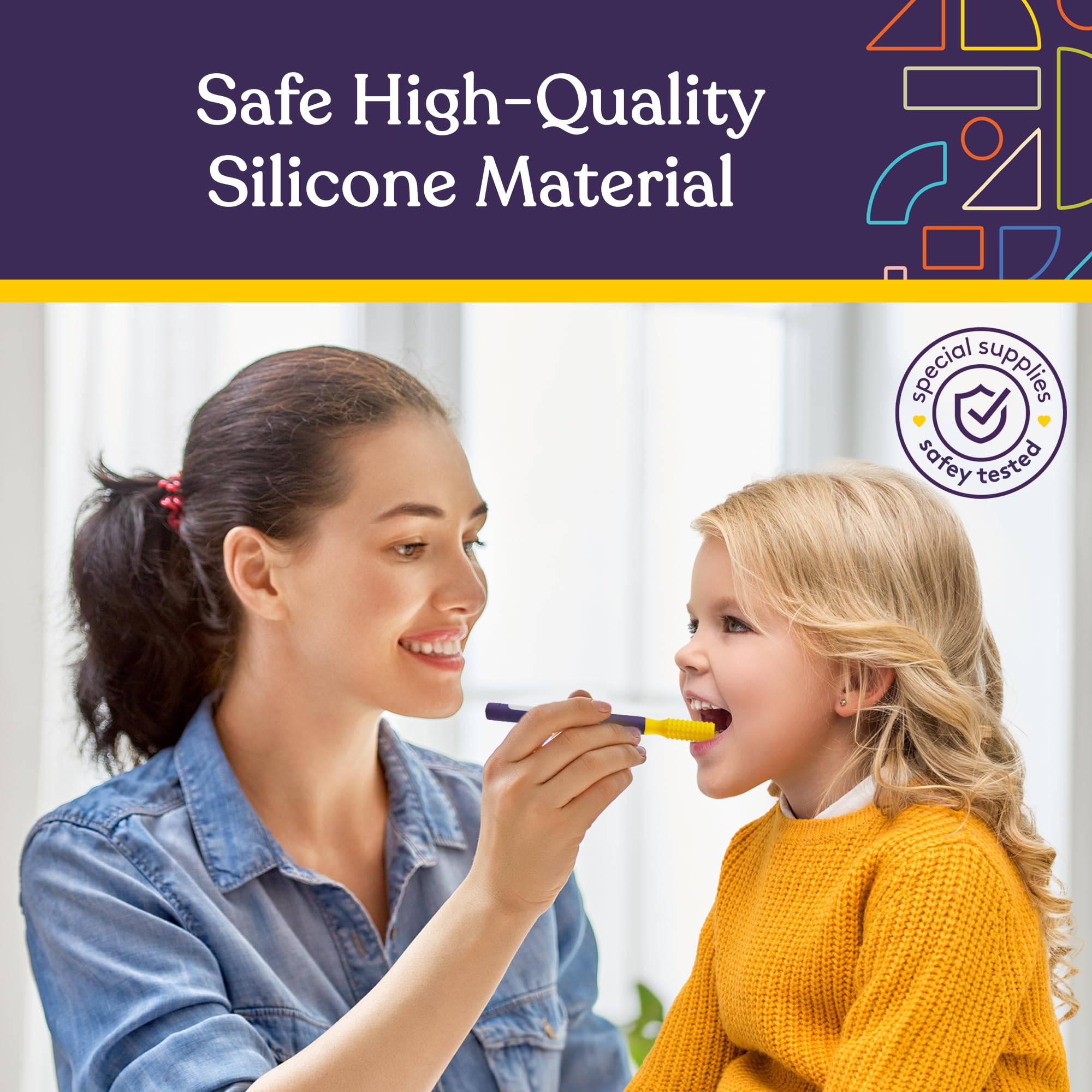 Special Supplies Buzz Buddy Oral Motor Stimulation Kit with 6 Soft Textured Interchangeable Heads, Calm Sensory Needs, Support Speech, and Stimulate Self Feeding, Gentle Vibrations (Purple)