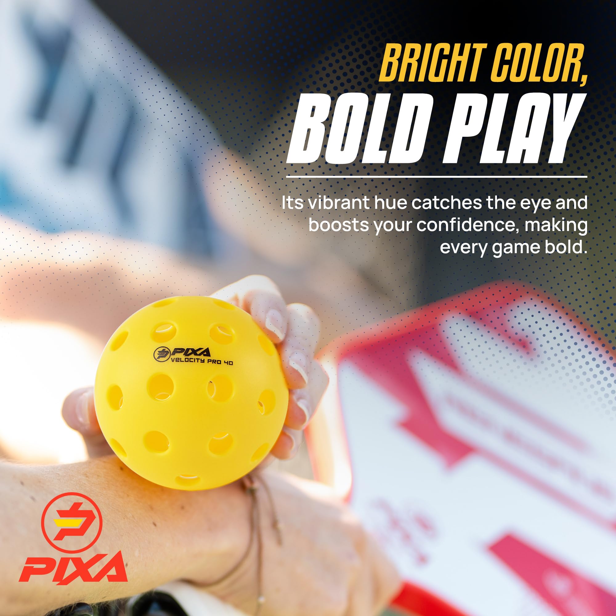 PIXA Velocity Pro 40 Injection Molded Outdoor Pickleball - USAPA Approved, Tournament Play, Durable Outdoor Pickleballs, Consistent Bounce, Smooth Flight, Competitive Play- Bright Yellow, Pack of 3