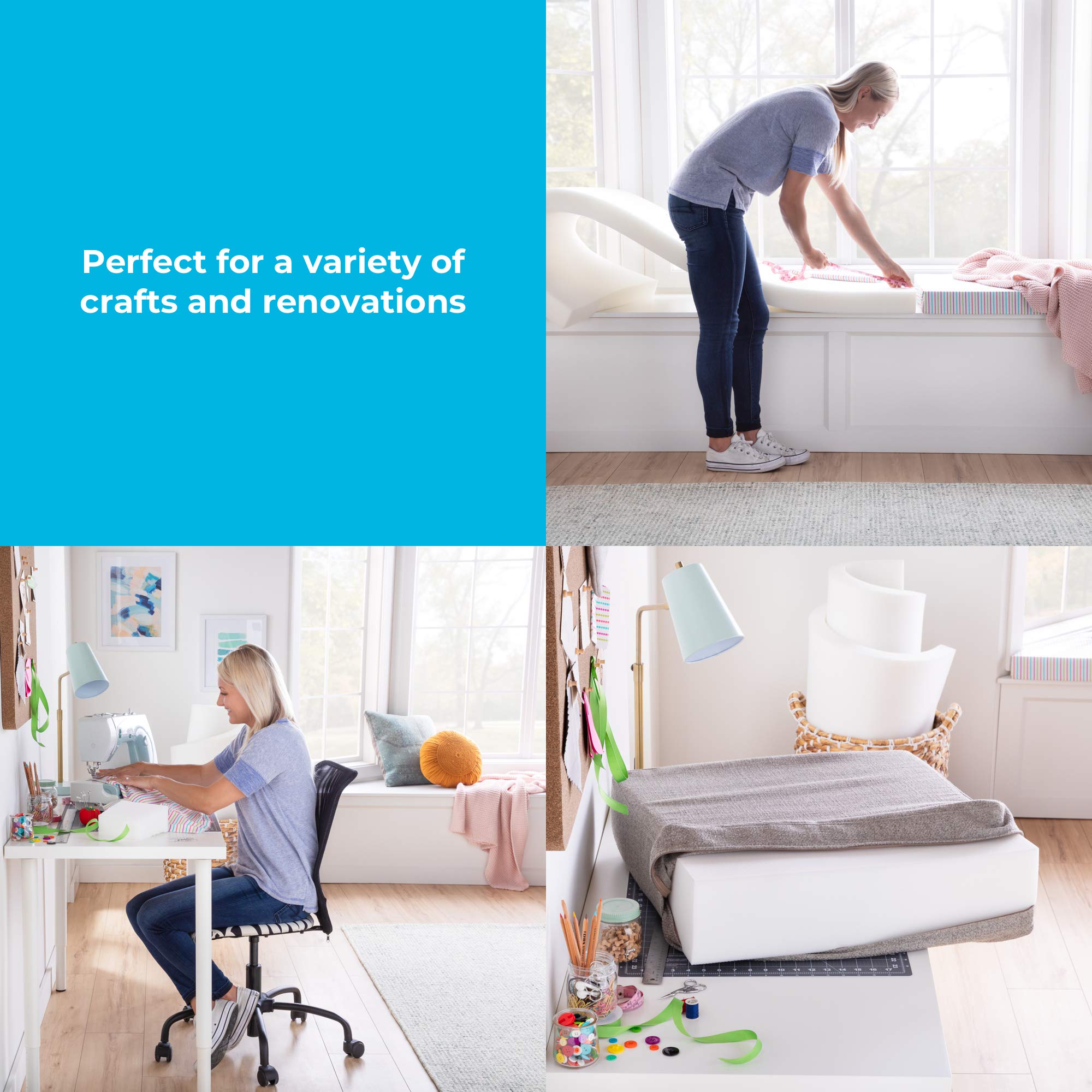 LINENSPA High Upholstery Foam-35 Density Cushion Craft Perfect for Chairs, Sofas, and DIY Projects Foam, 2" x 24" x 72", White