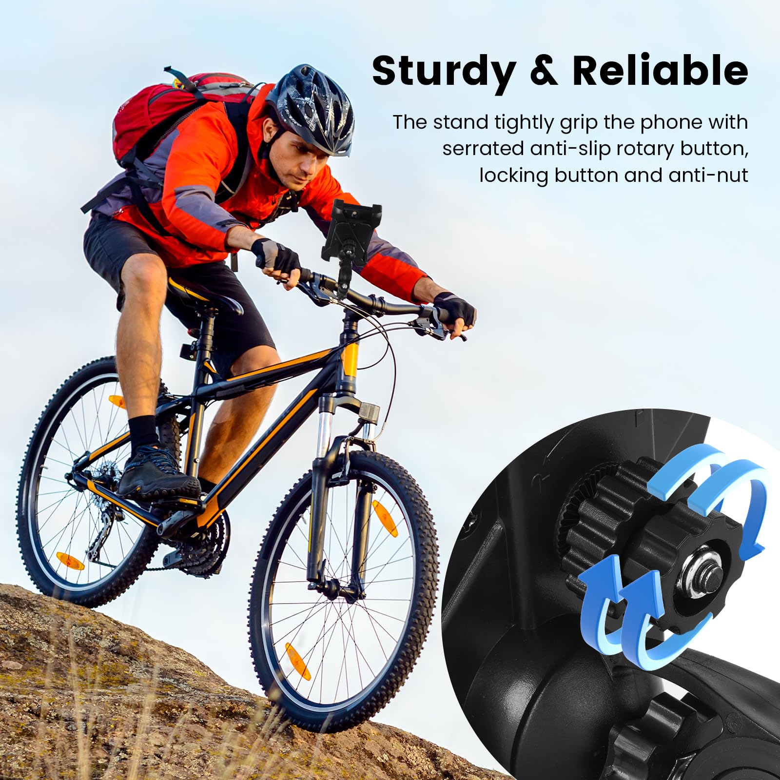 Eldryvon Bike Phone Holder - Motorcycle Phone Mount, Handlebar & Scooter Accessories, Compatible with 3.5"-7" Smartphones - Bike Cell Phone Holder for Bicycle, Ebike, and Stroller Usea
