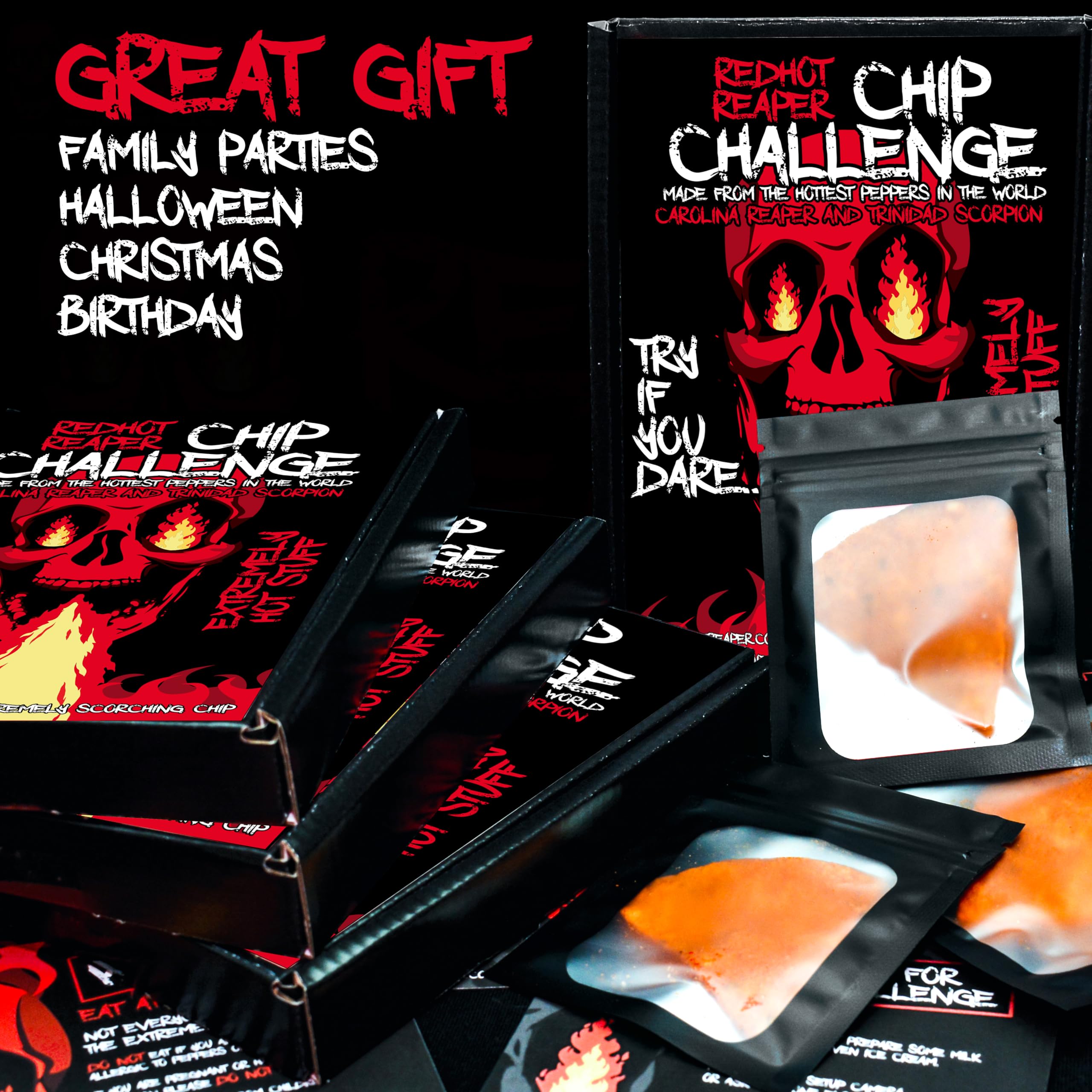 Red Hot Reaper – 1x Chip Challenge Hottest Chip – Carolina Reaper Spicy Challenge - Stupidly Spicy Hot Chip