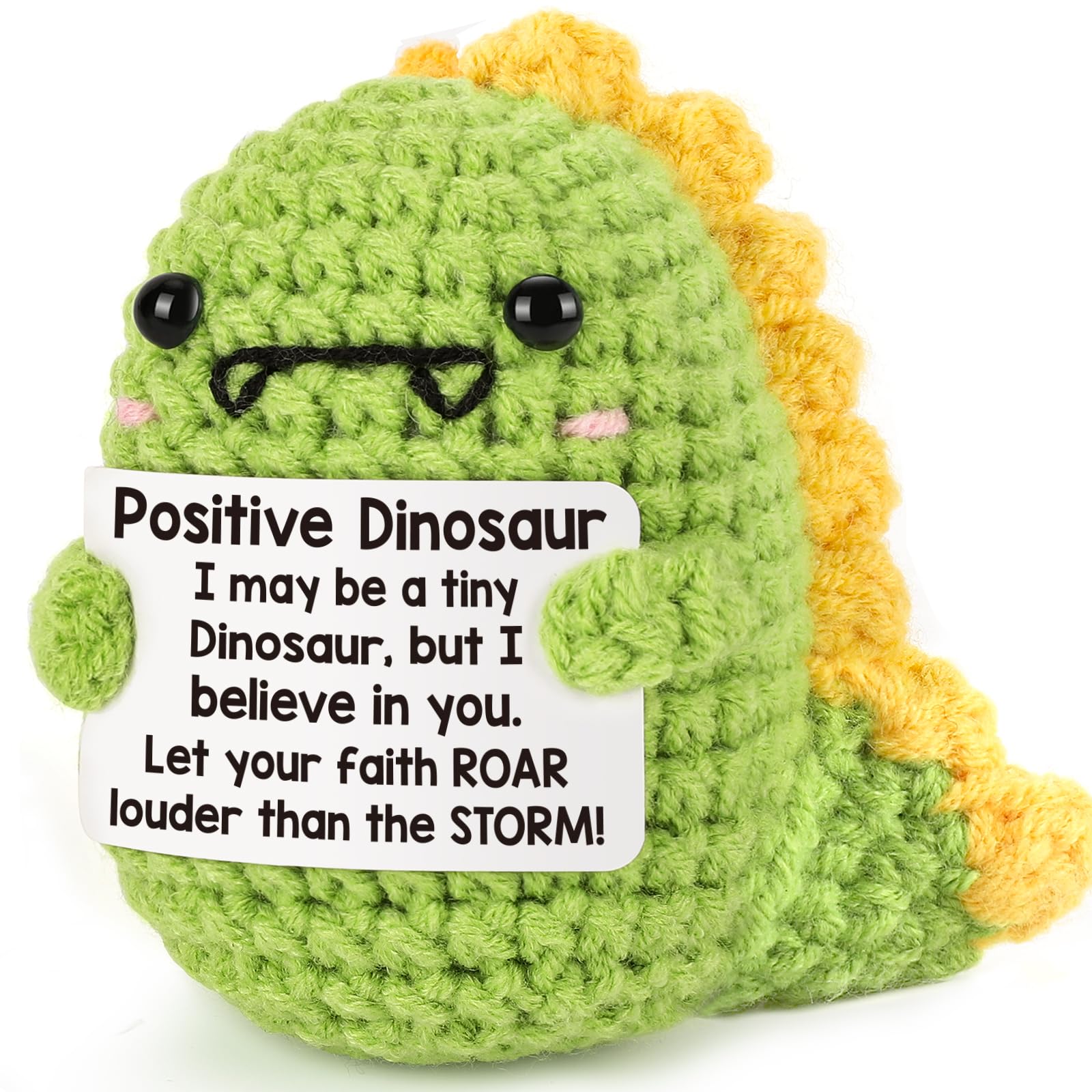 Mini Dinosaur Inspirational Gift Small Handmade Crochet Animals Cute Easter Stuff Funny Potato Nuggets for Women Men Coworker Friend Emotional Motivational Decor Birthday Valentine's Gift for Him Her