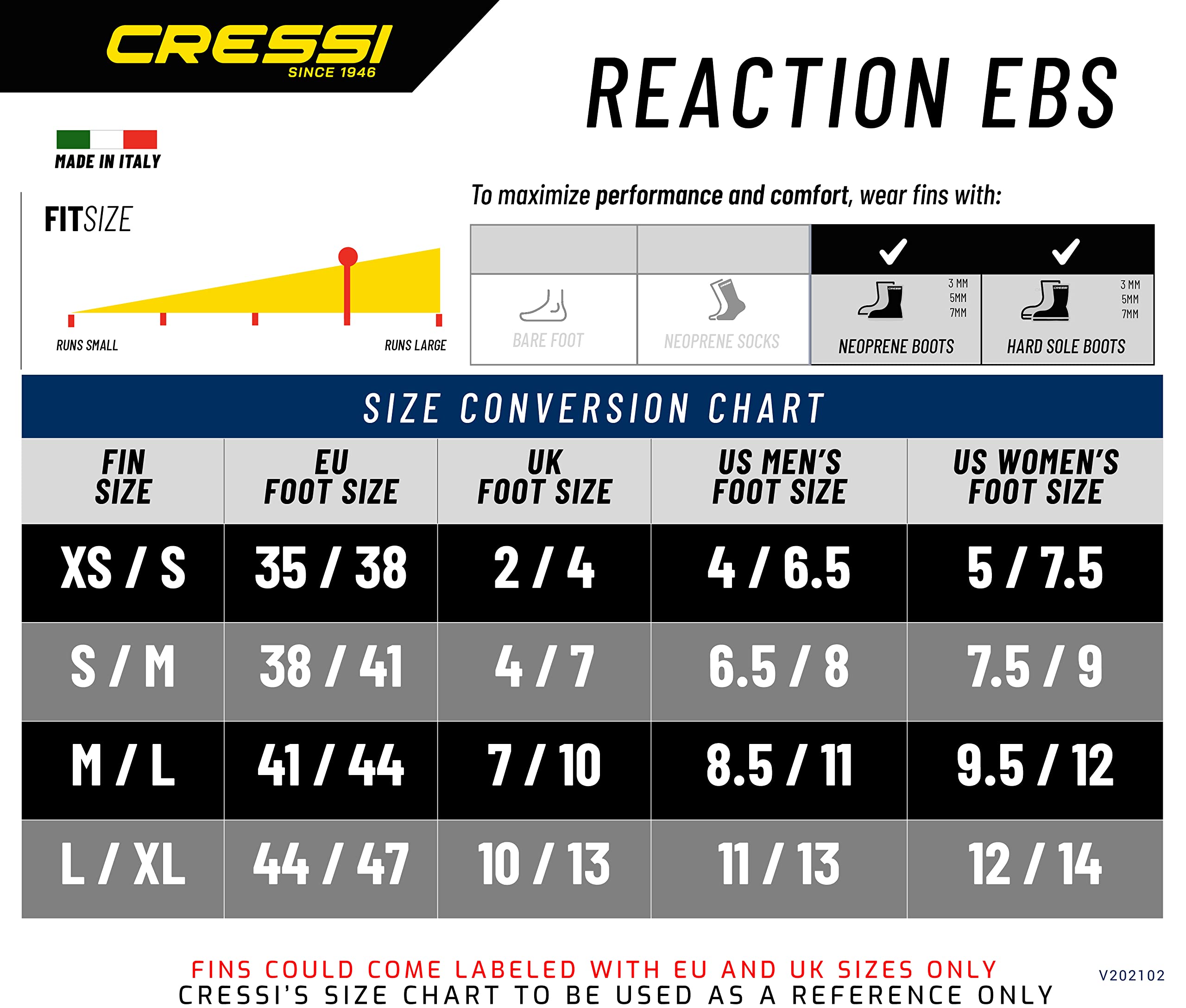 Cressi Reaction EBS, Yellow/Silver, XS/S