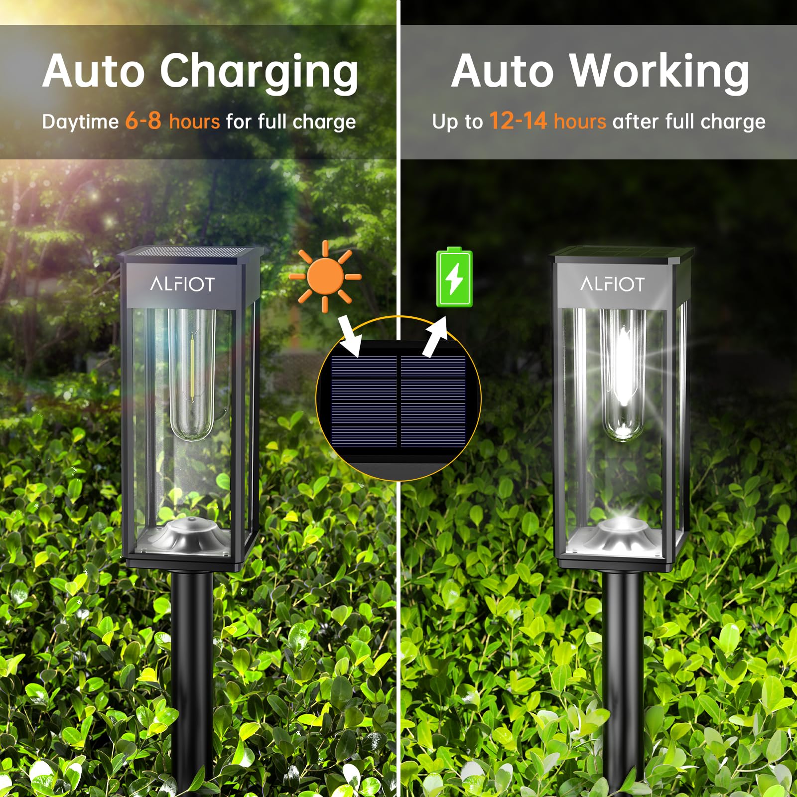ALFIOT Solar Pathway Lights Outdoor,8 Pack Bright Solar Lights Outdoor,IP65 Waterproof Solar Garden Lights Solar Powered Landscape Lighting for Yard Patio Walkway Driveway Pathway (Cool White)