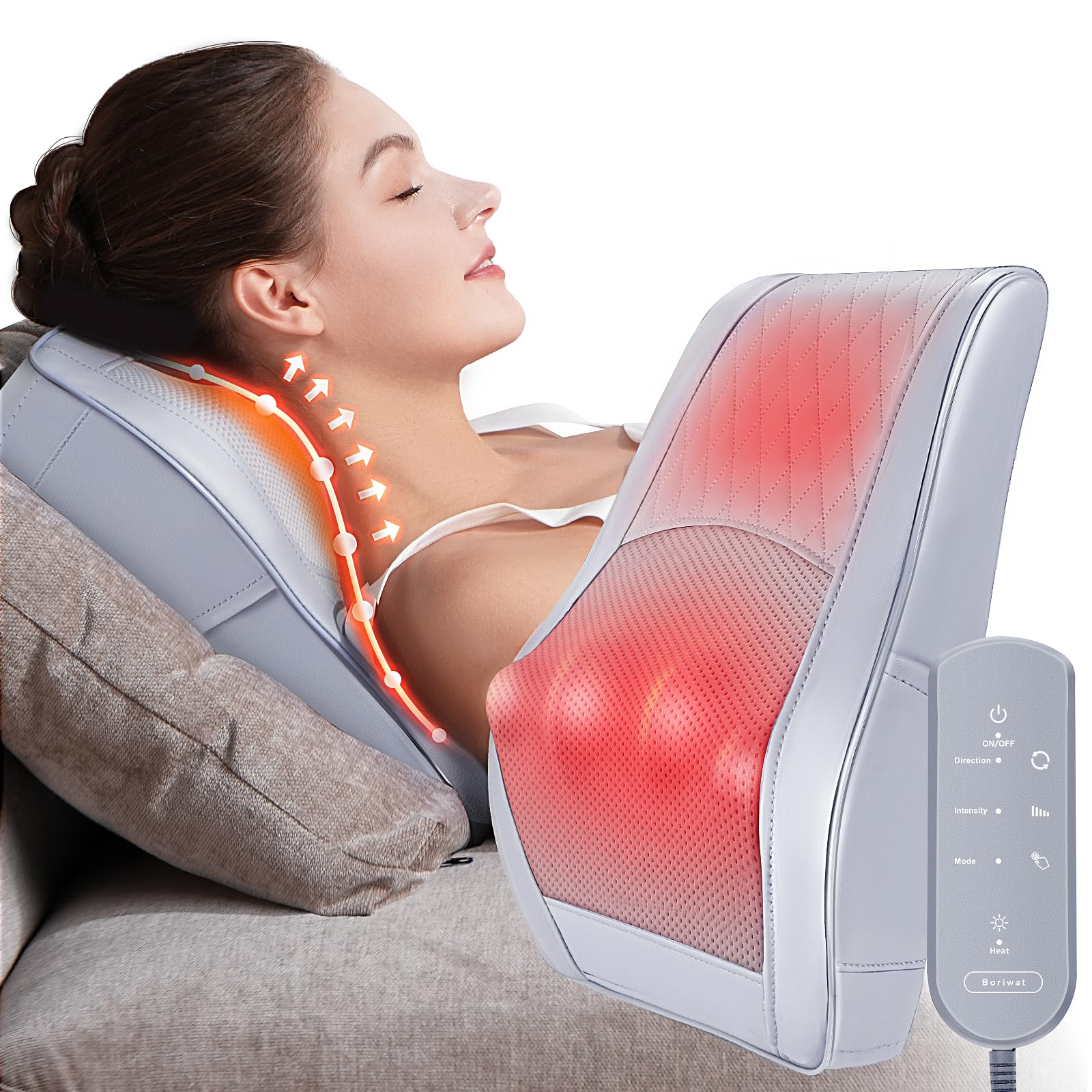 Neck and Shoulder Massager with Heat, Shiatsu Massage Pillow with 3D Deep Tissue Kneading for Back Legs Foot Body Pain Relief,at Home Office Car, Gift for Mom&Dad