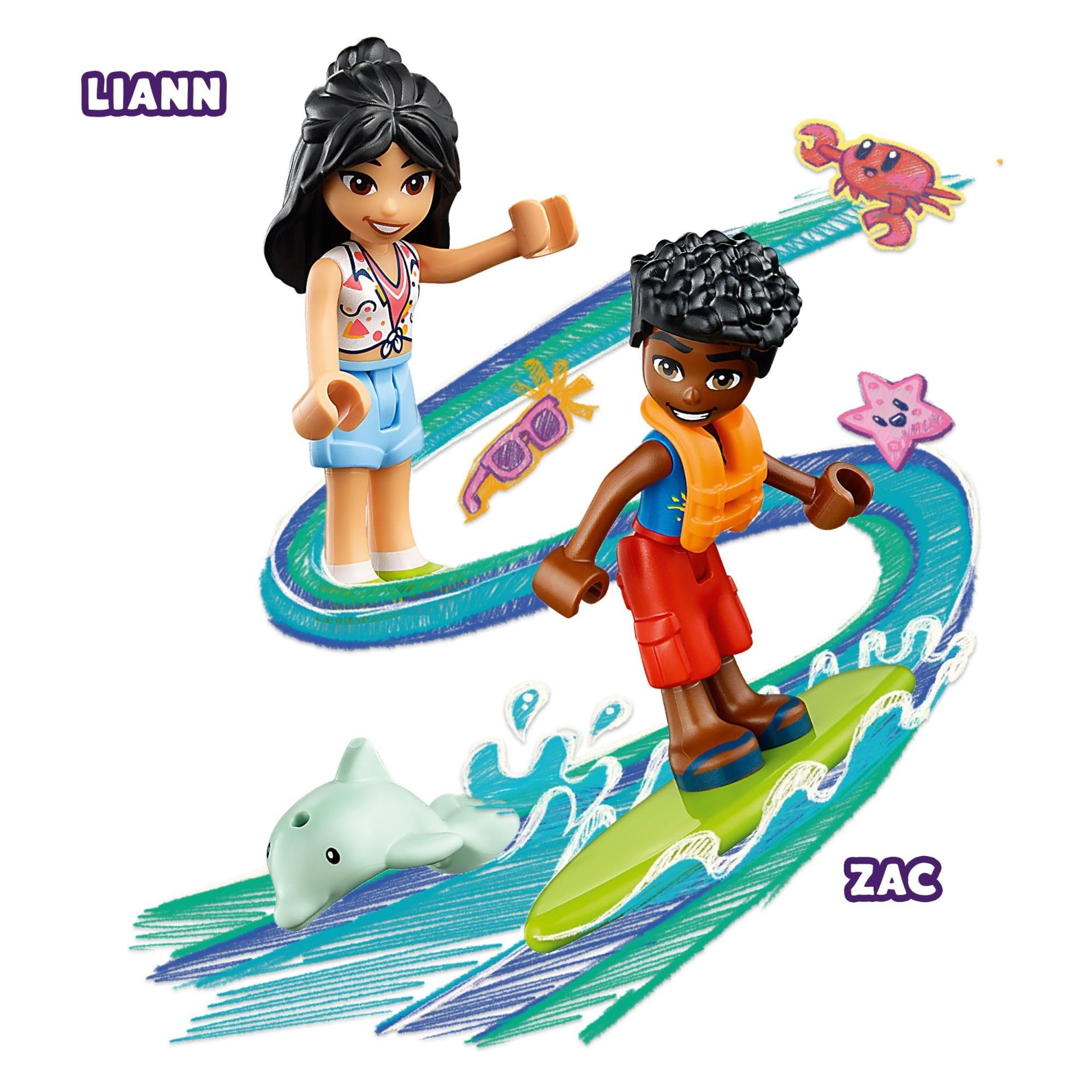 LEGO Friends Beach Buggy Fun 41725 Building Toy Set, Creative Fun for Toddlers Ages 4+, with 2 Mini-Dolls, Pet Dog and Dolphin Figures, a Beach Buggy Toy Car and Accessories