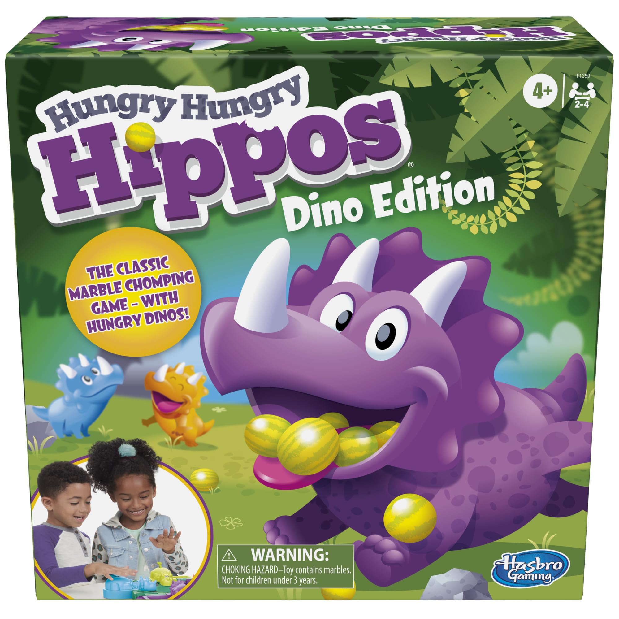 Hasbro Gaming Hungry Hungry Hippos Dino Edition Board Game, Pre-School Game for Ages 4 and Up; for 2 to 4 Players (Amazon Exclusive)